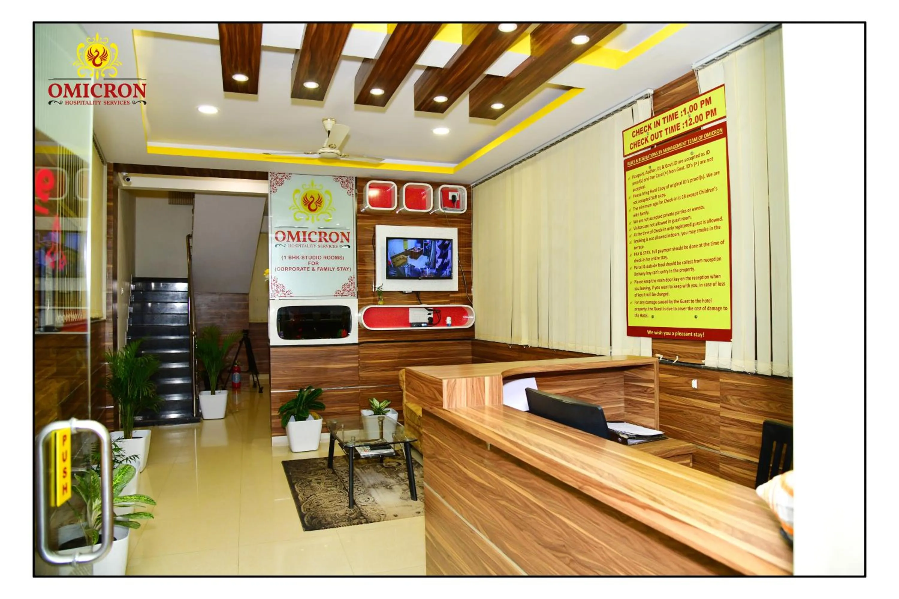 Lobby or reception in Hotel Omicron 1 BHK Studio room
