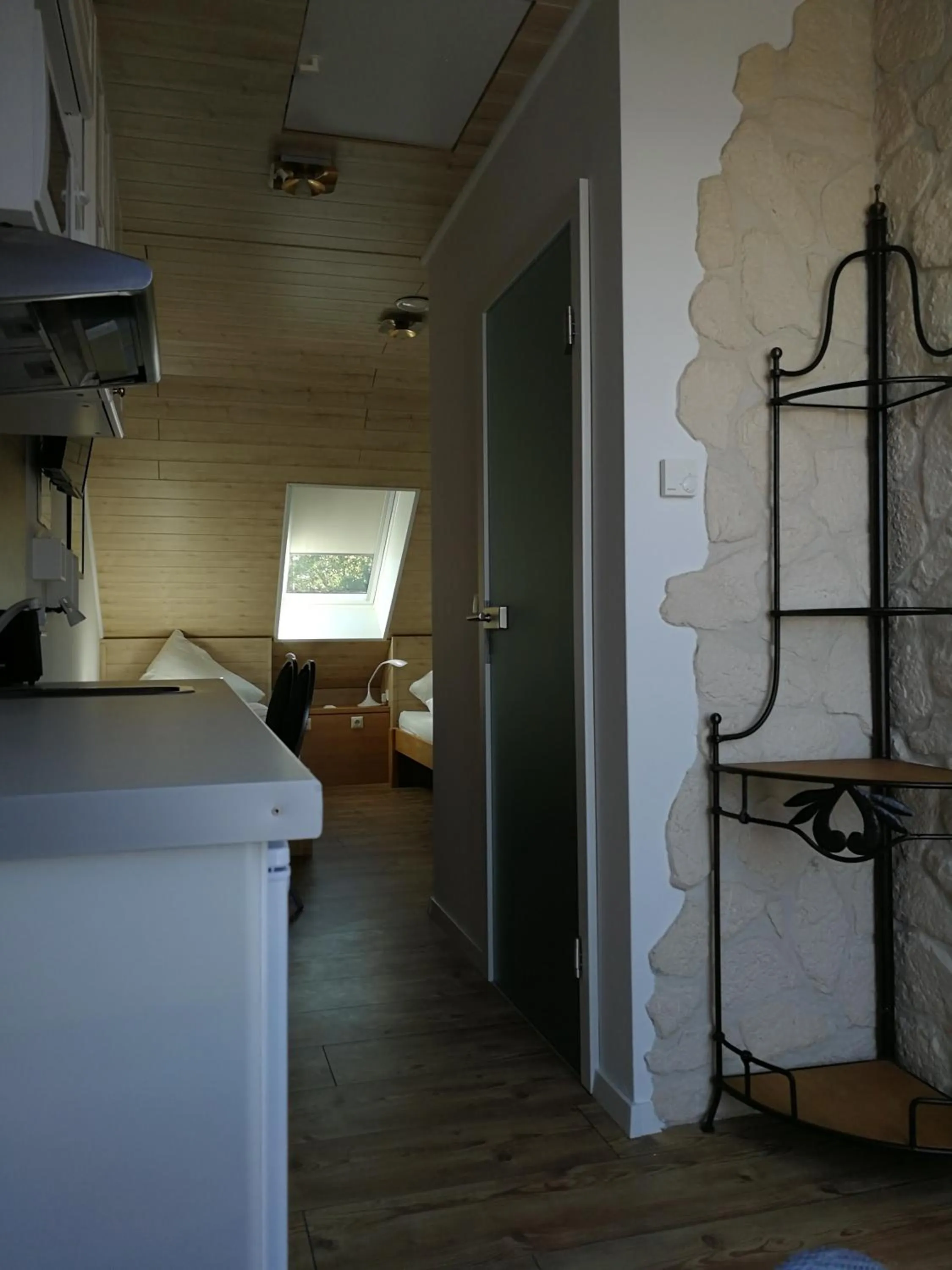 Kitchen or kitchenette, Bed in Apartmenthaus in Walle