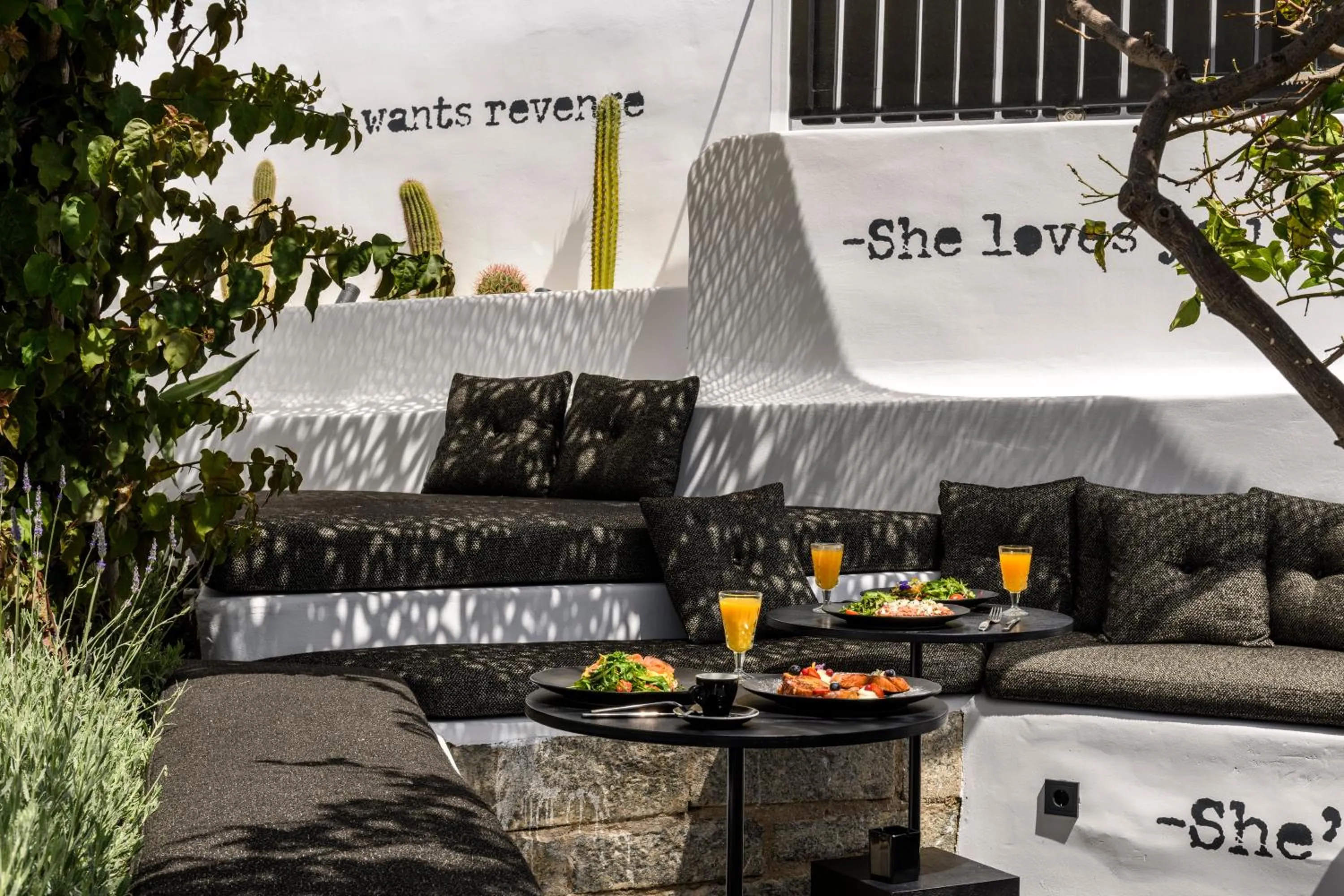 Patio in She Mykonos Boutique Hotel