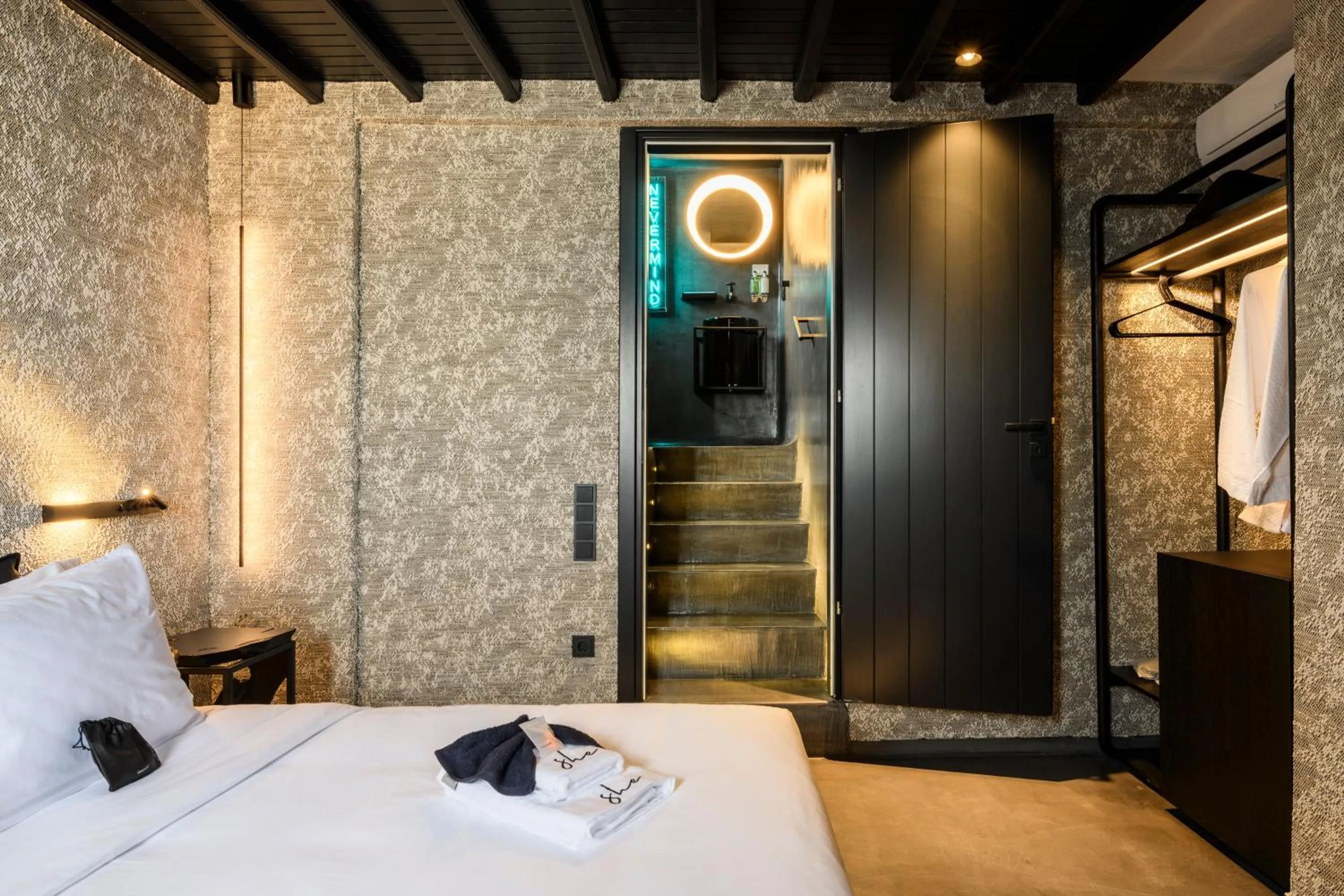 Bathroom, Bed in She Mykonos Boutique Hotel