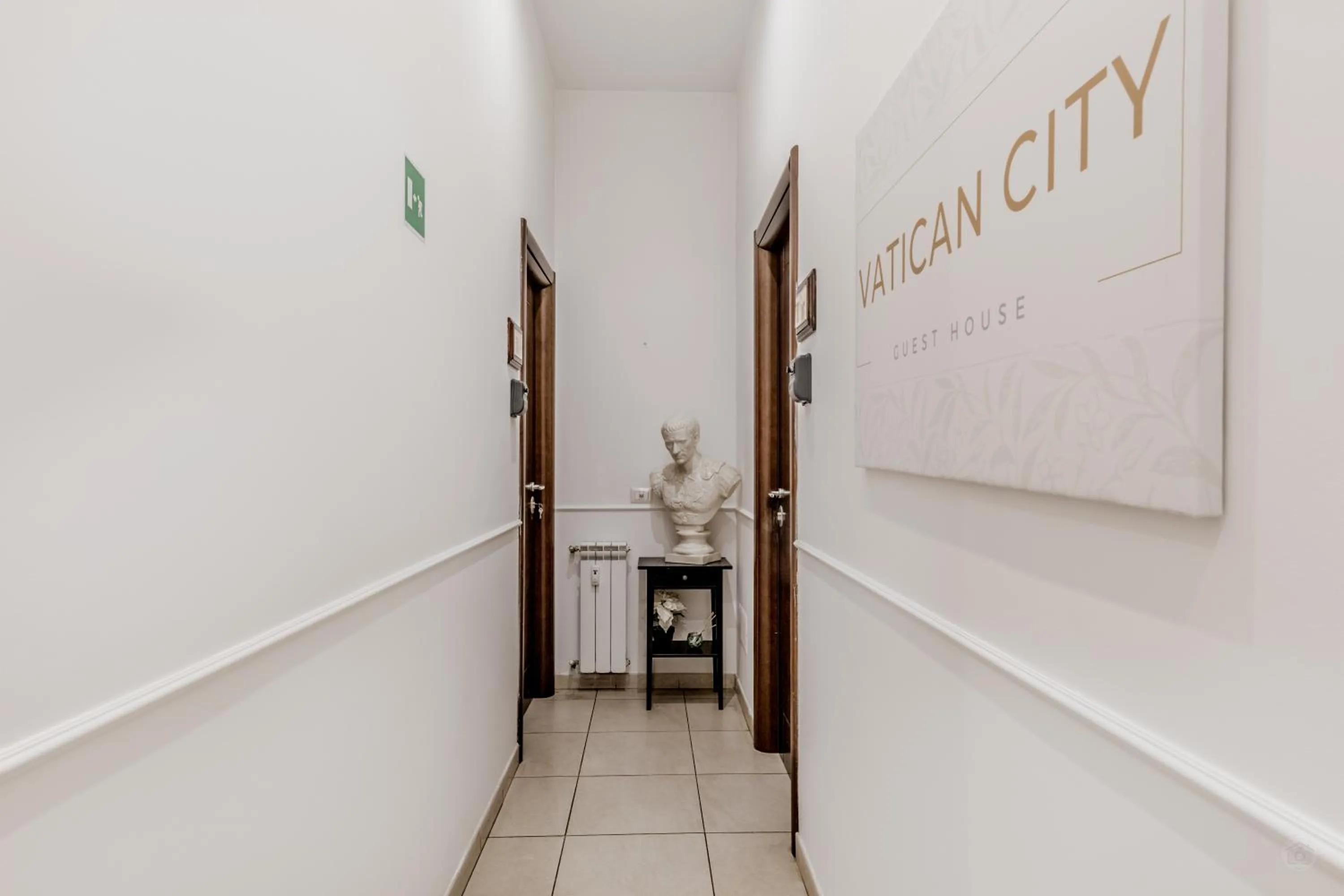 Text overlay in Vatican City Guest House