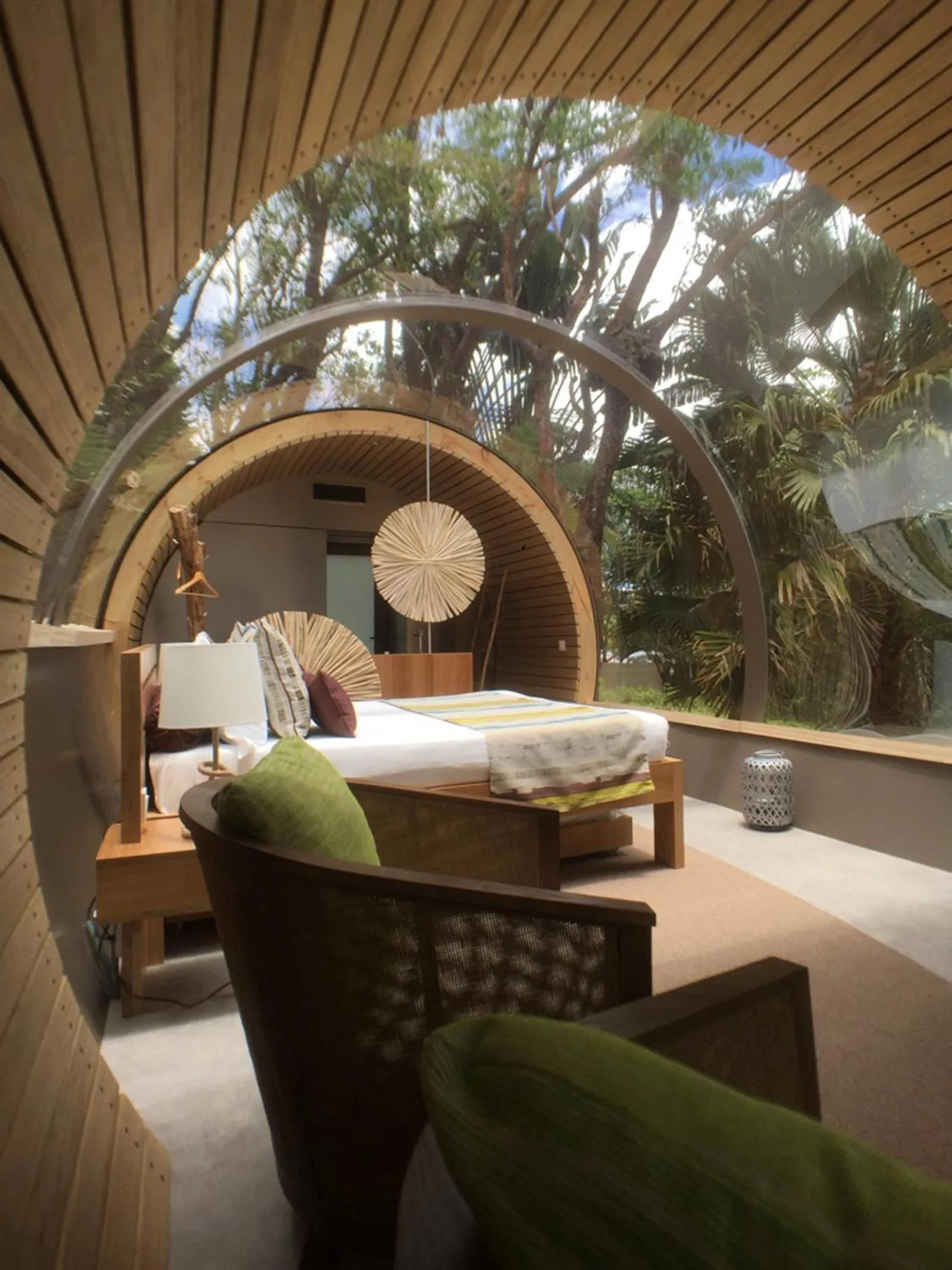 Seating area in Bubble Lodge Ile aux Cerfs Island