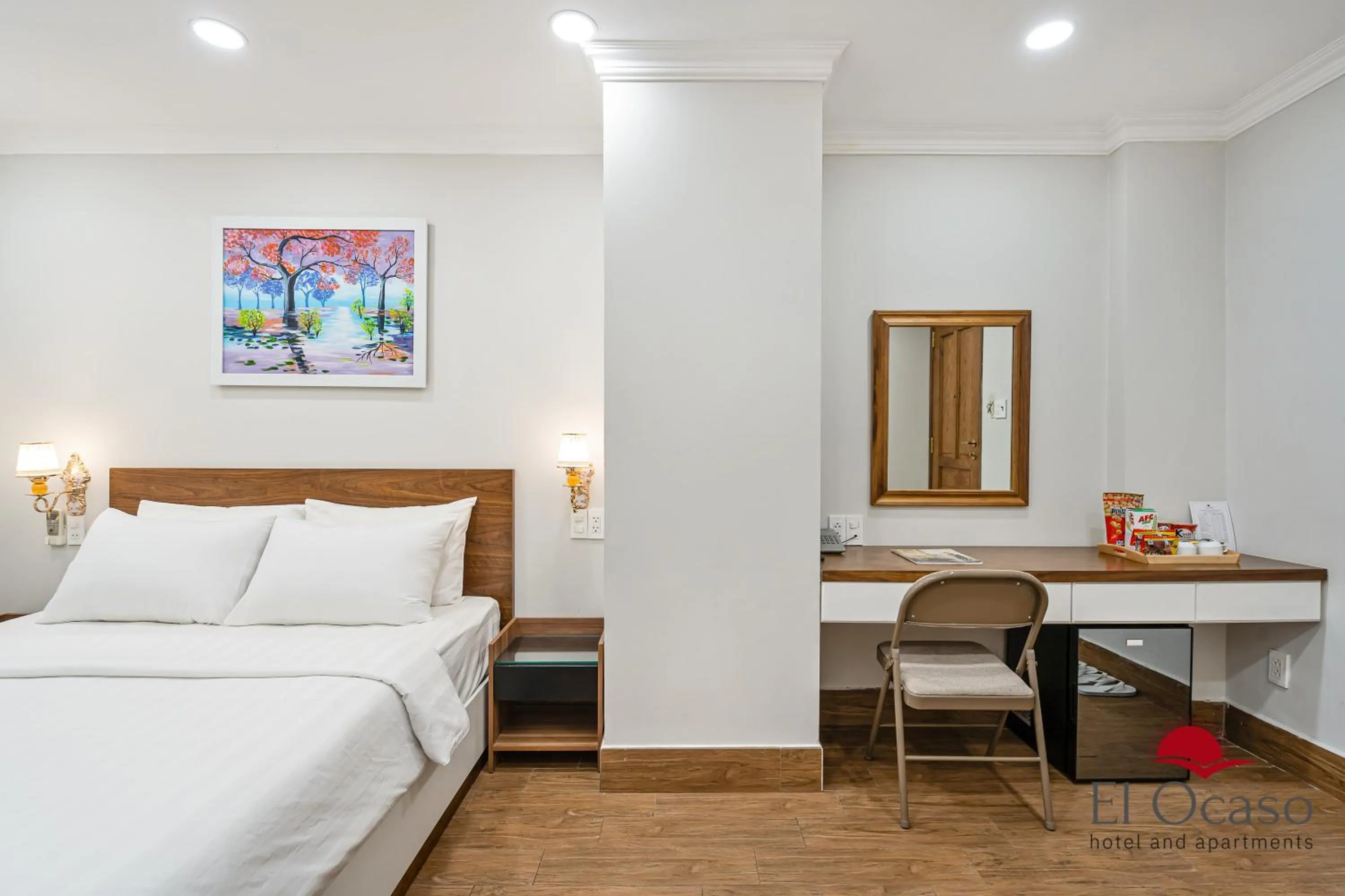 Seating area, Bed in El Ocaso Hotel and Apartments