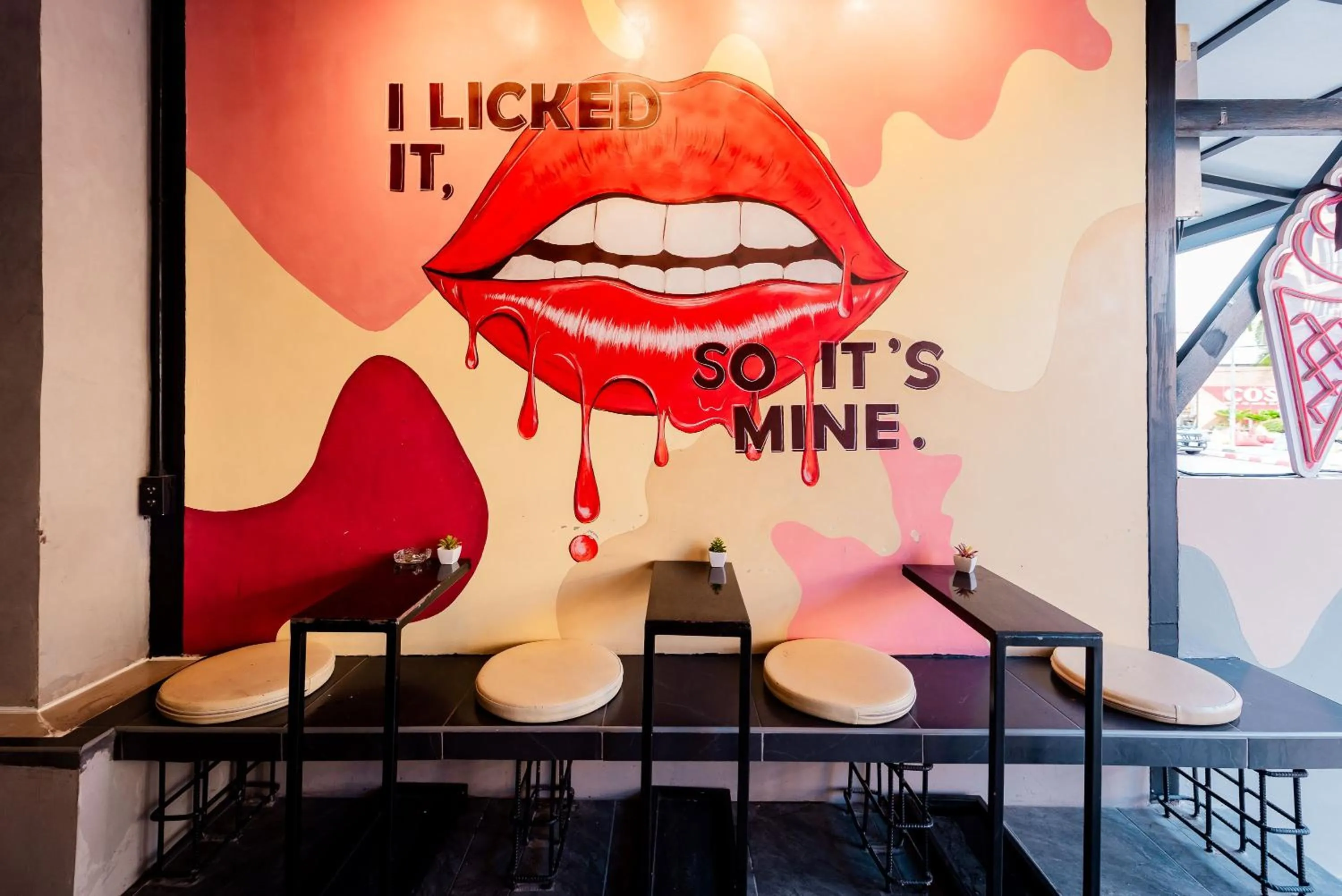 Seating area in Sleeper Hostel