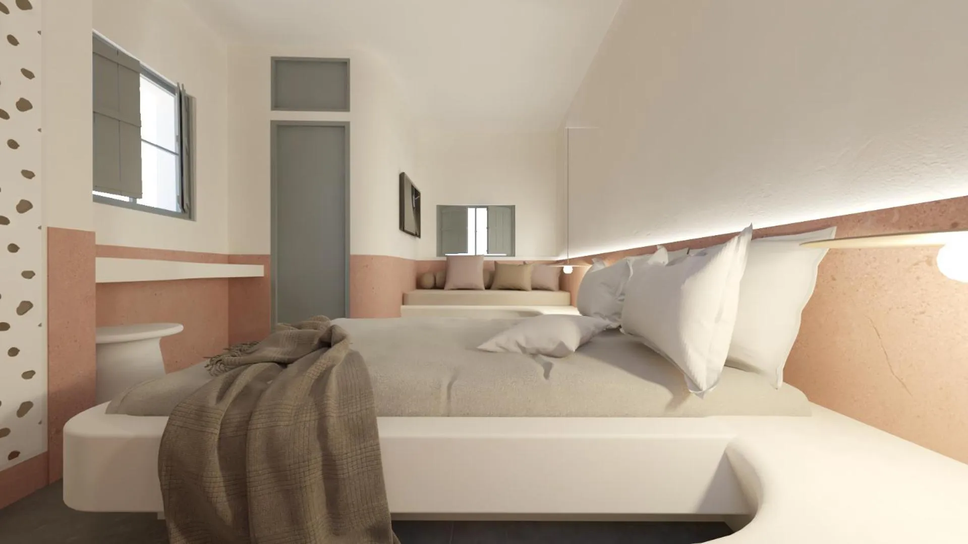 Bedroom, Bed in Kykladonisia Traditional Settlement