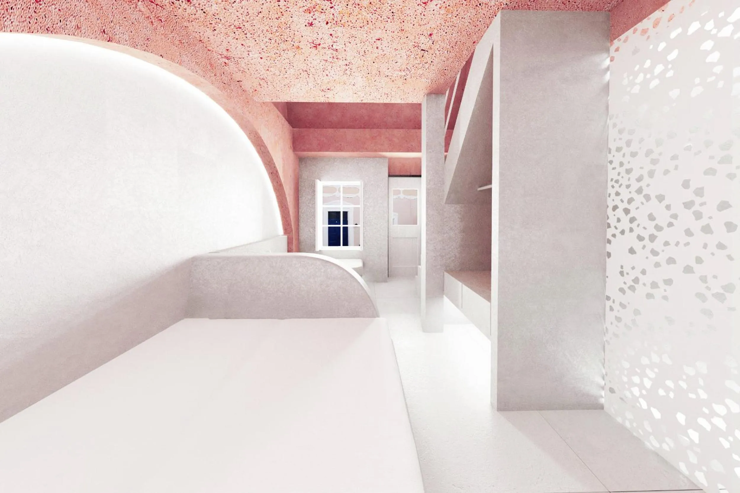 Bedroom, Bed in Kykladonisia Traditional Settlement