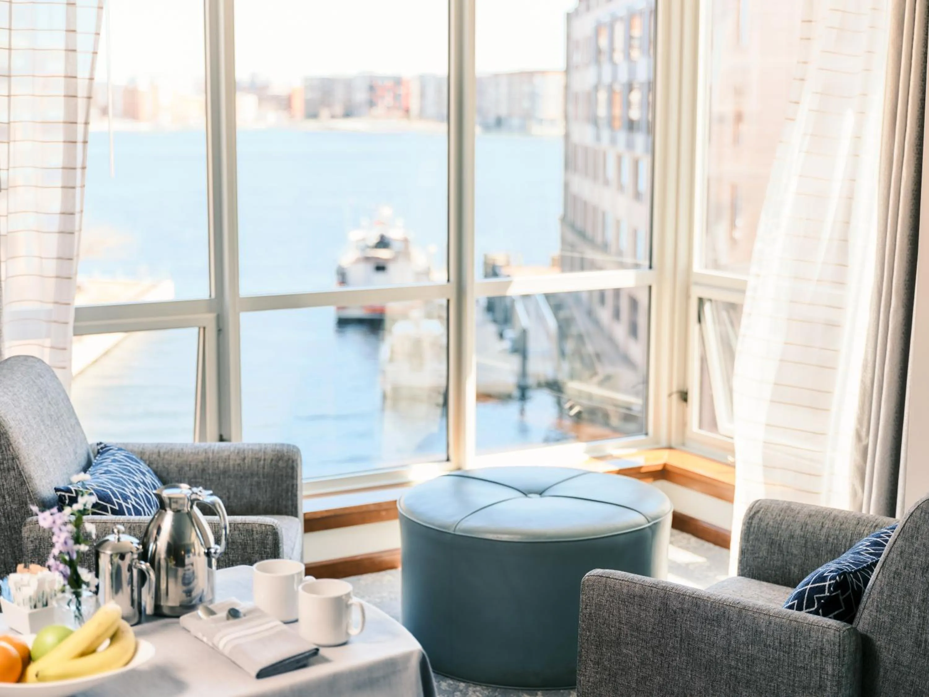 Seating area in Battery Wharf Hotel, Boston Waterfront