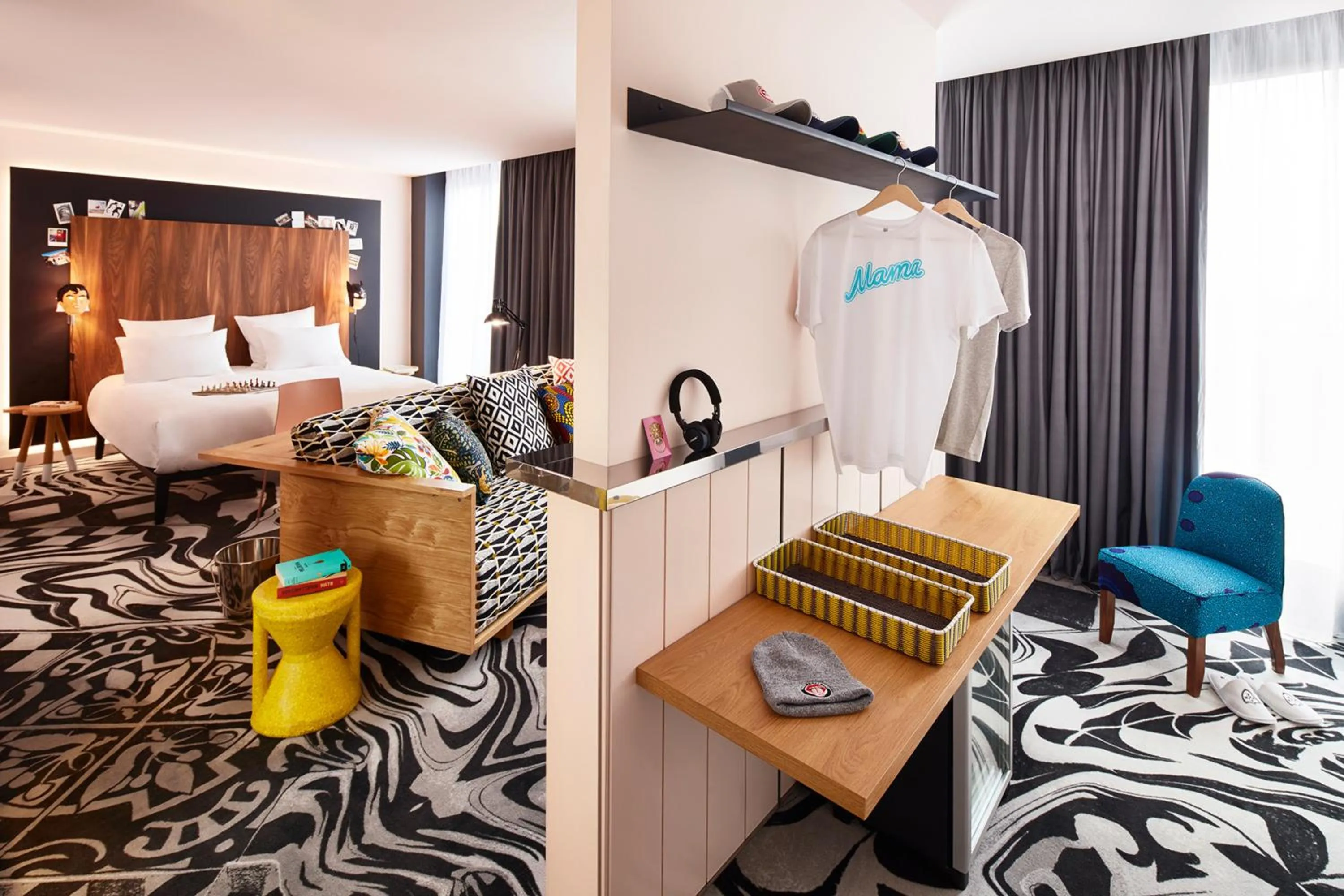 Bed in Mama Shelter Belgrade