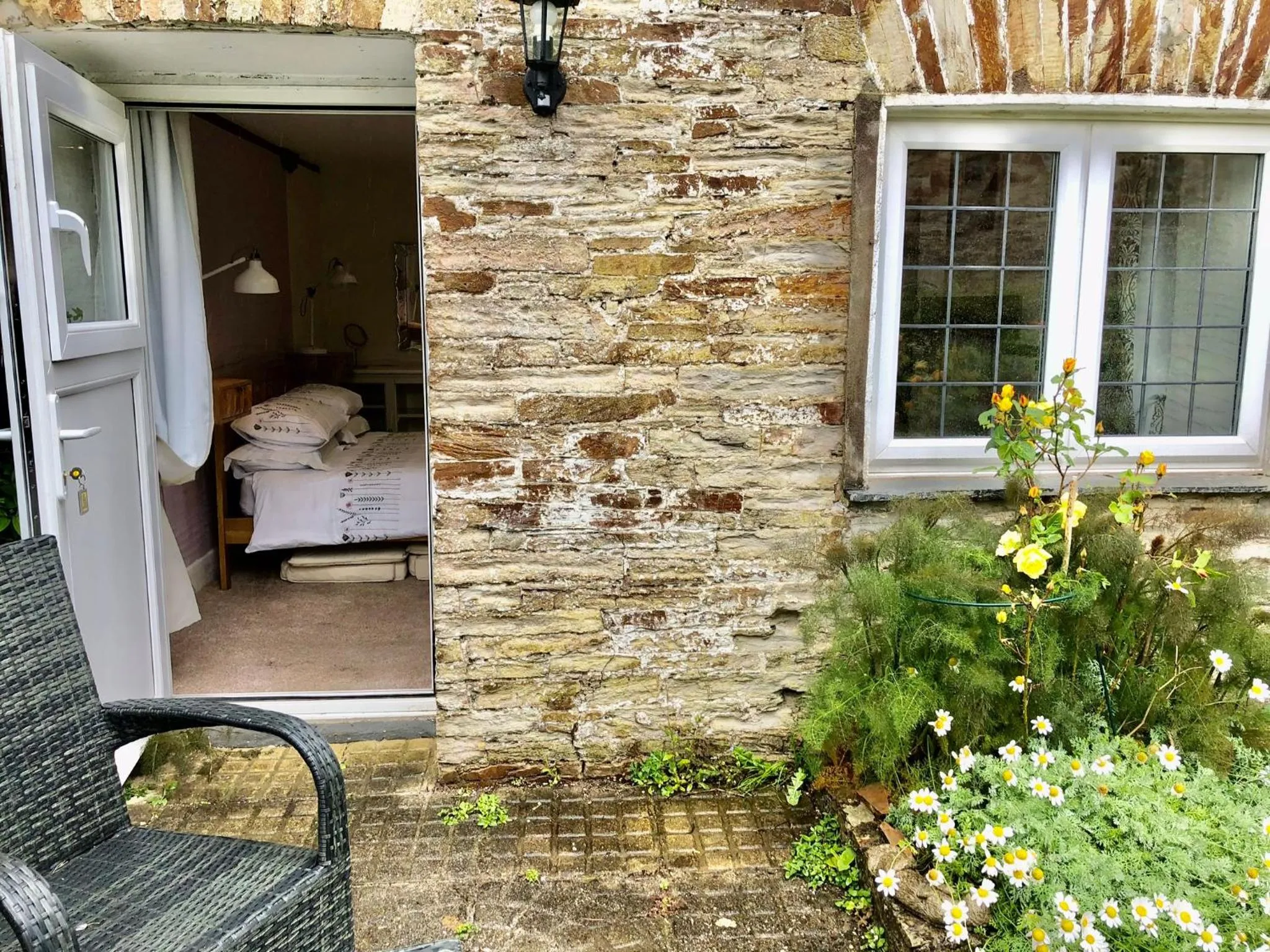 Patio, Bed in Priory Cottage Bodmin