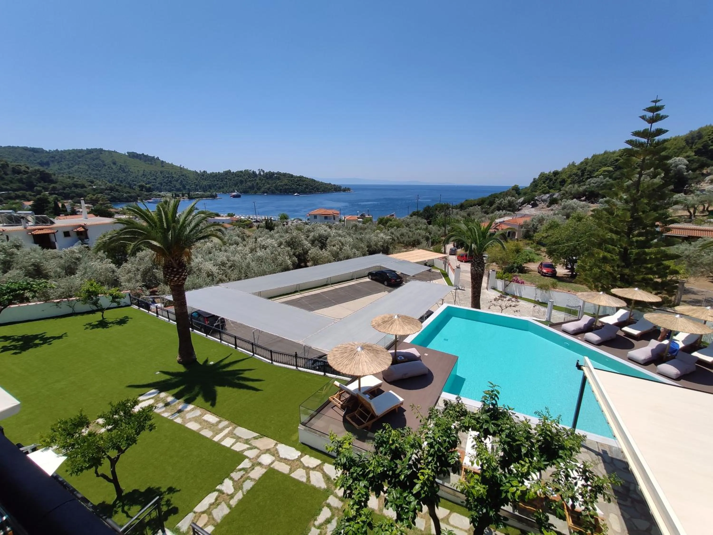 Bird's eye view in Panormos Beach Hotel Skopelos