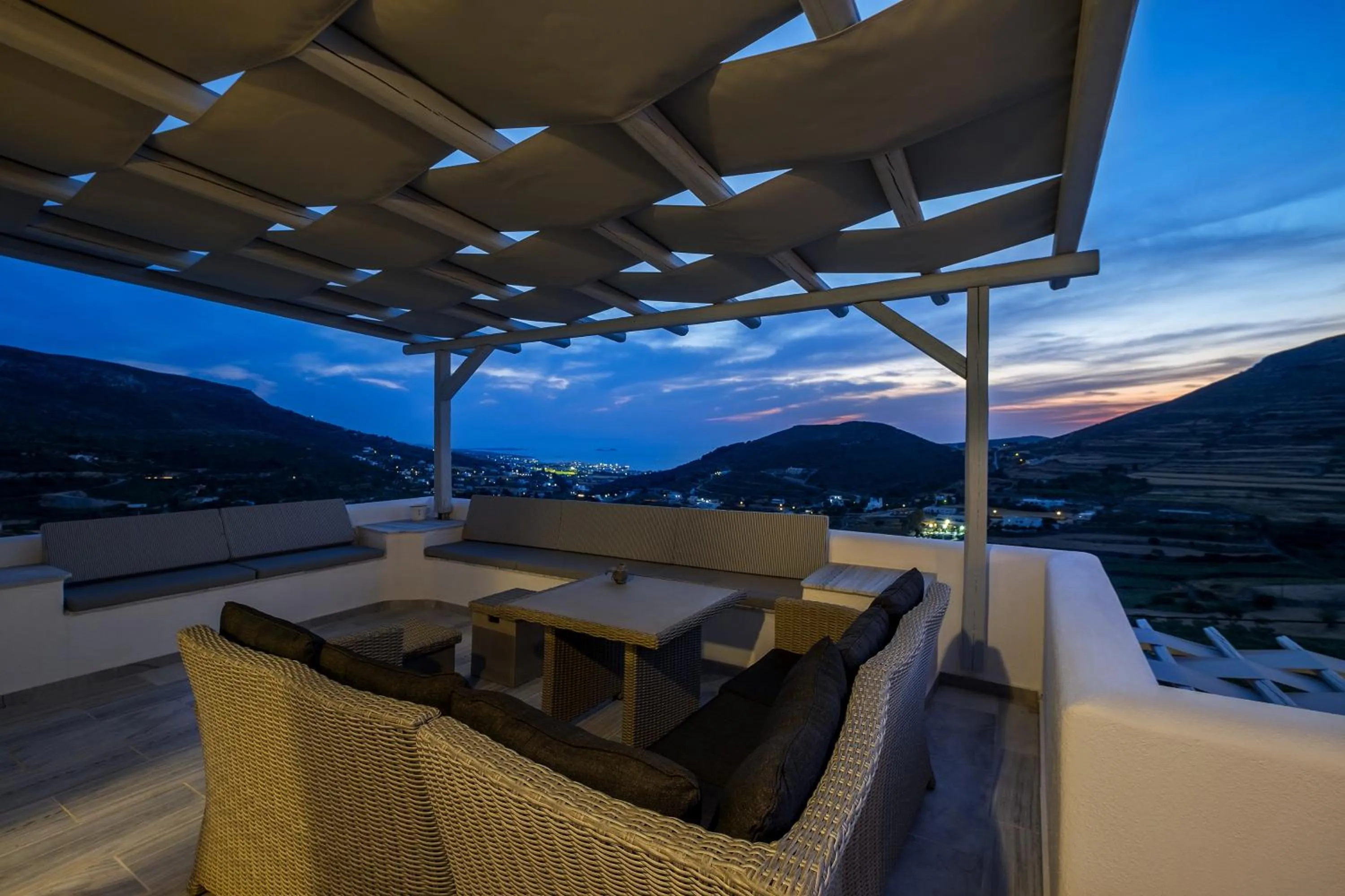 Seating area in Paros Villas Nereids
