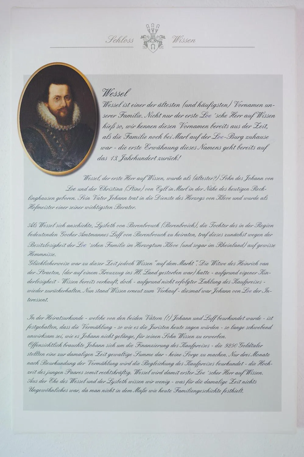 Text overlay in Schloss Wissen