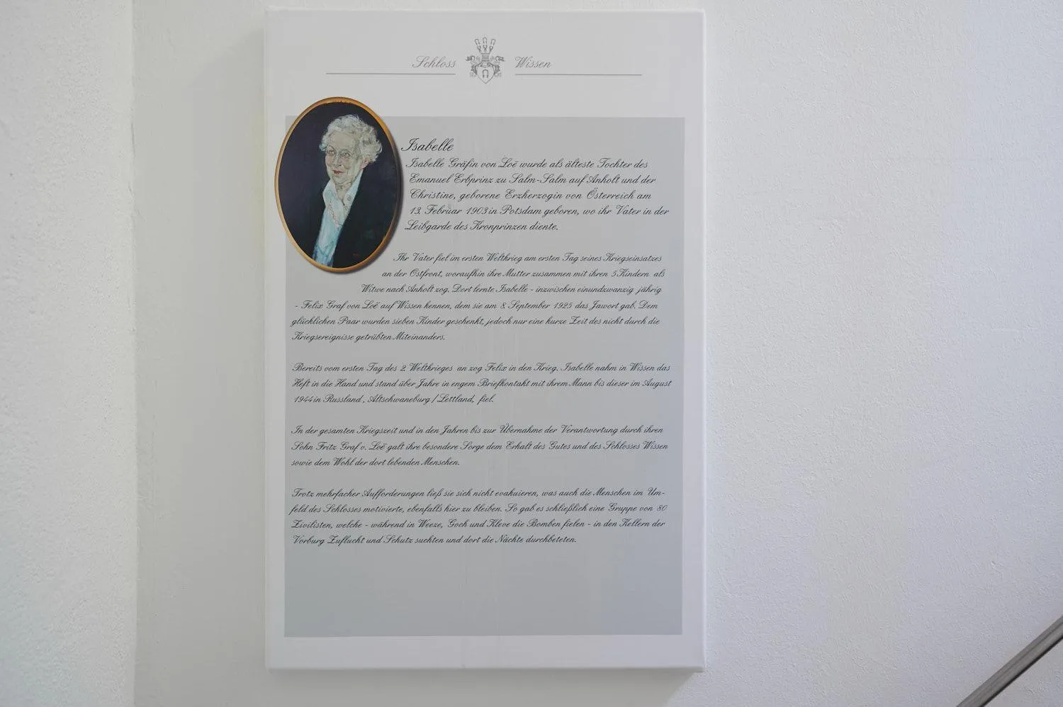 Text overlay in Schloss Wissen