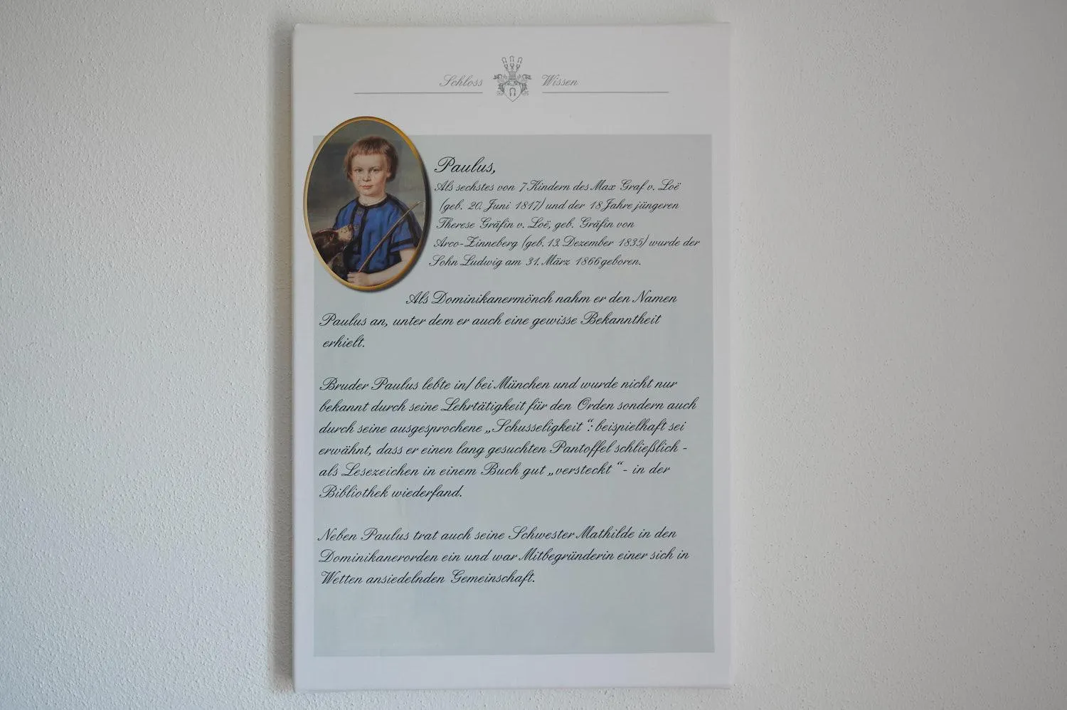 Text overlay in Schloss Wissen