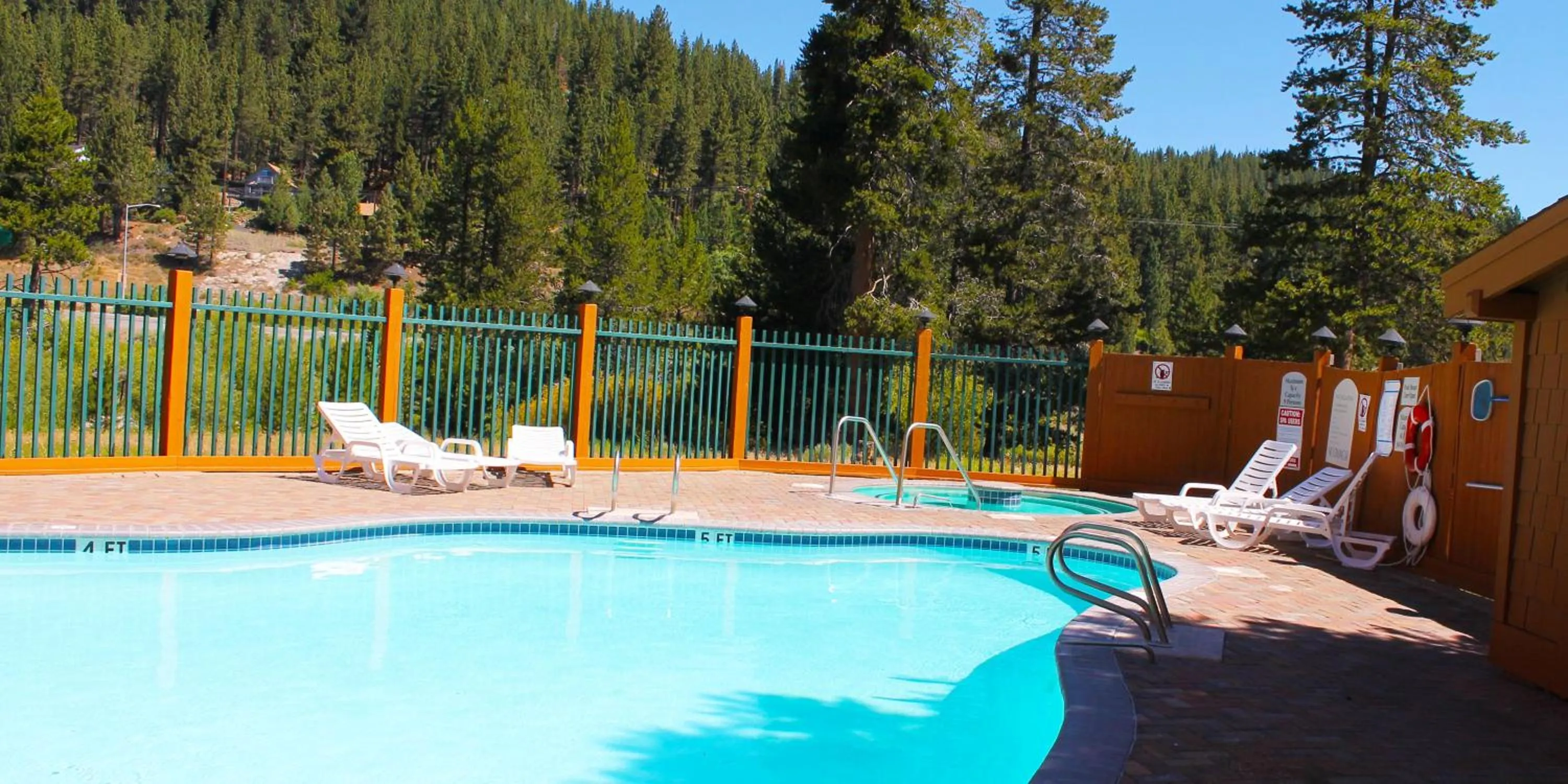 Pool view in Truckee Donner Lodge