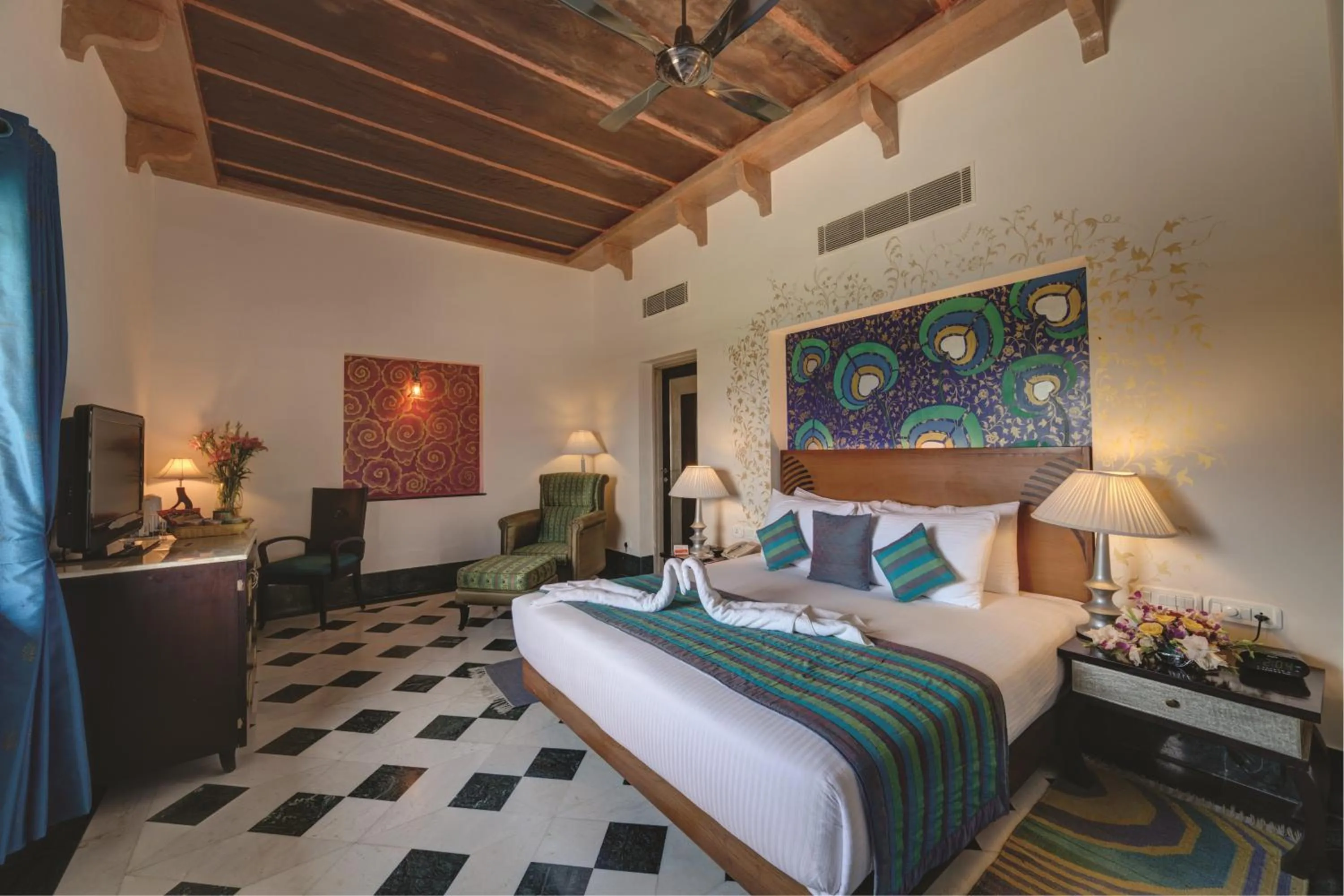 Bedroom, Bed in Ramada by Wyndham Udaipur Resort and Spa