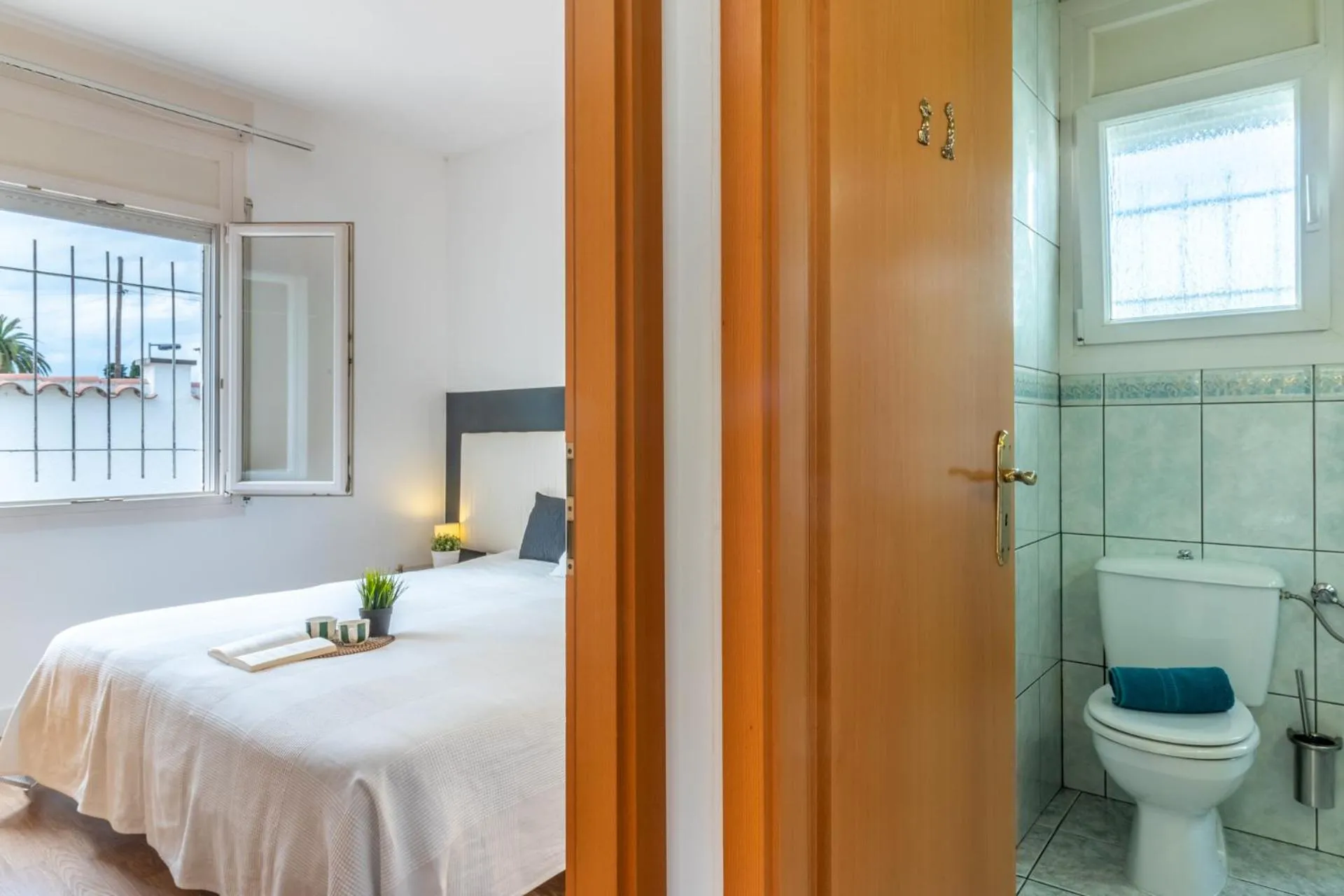Bathroom, Bed in Goldhome - Montseny 11 - Private heated pool