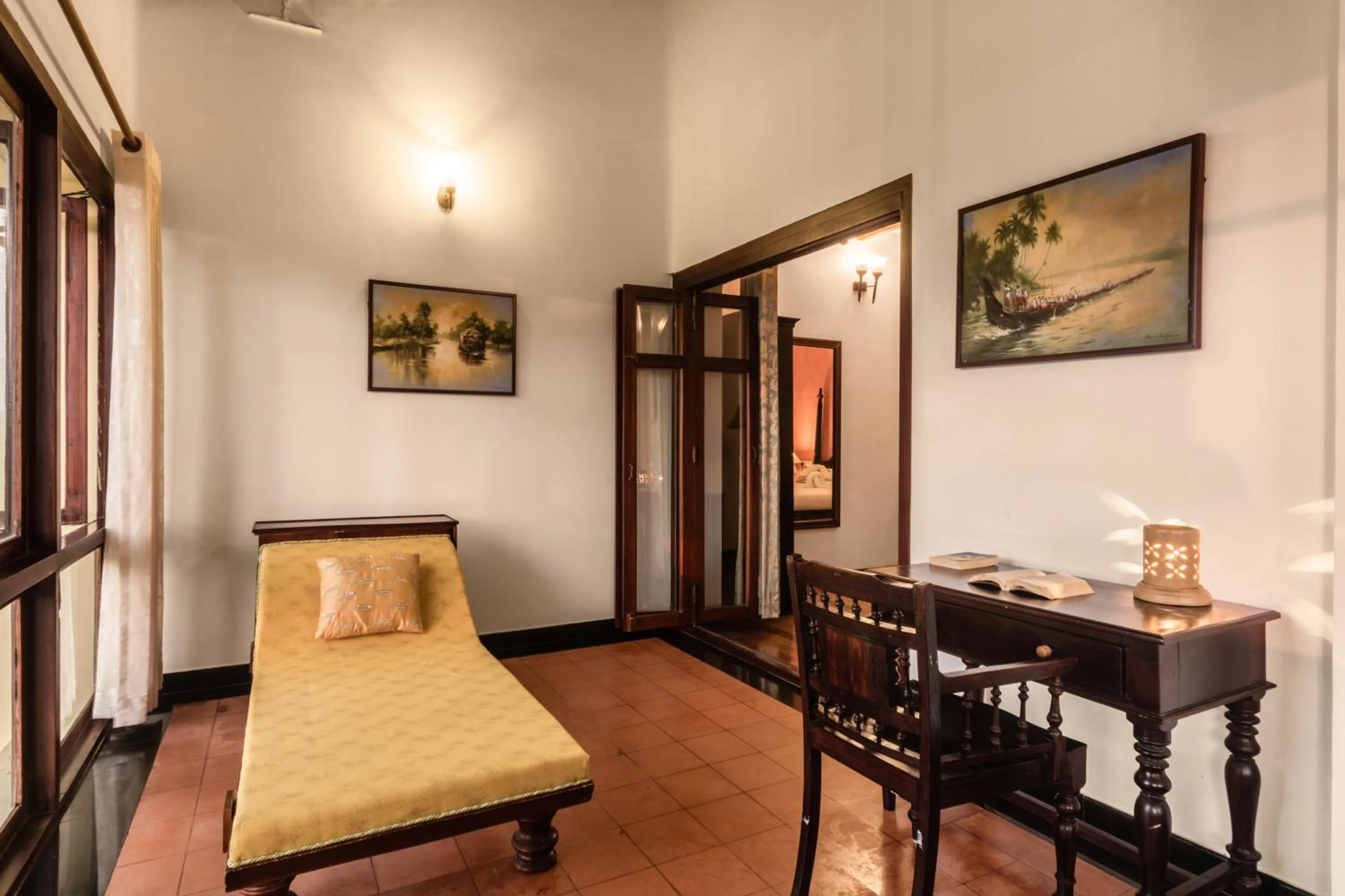 Living room, Bed in Amritara The Poovath Beachfront Heritage, Fort Kochi