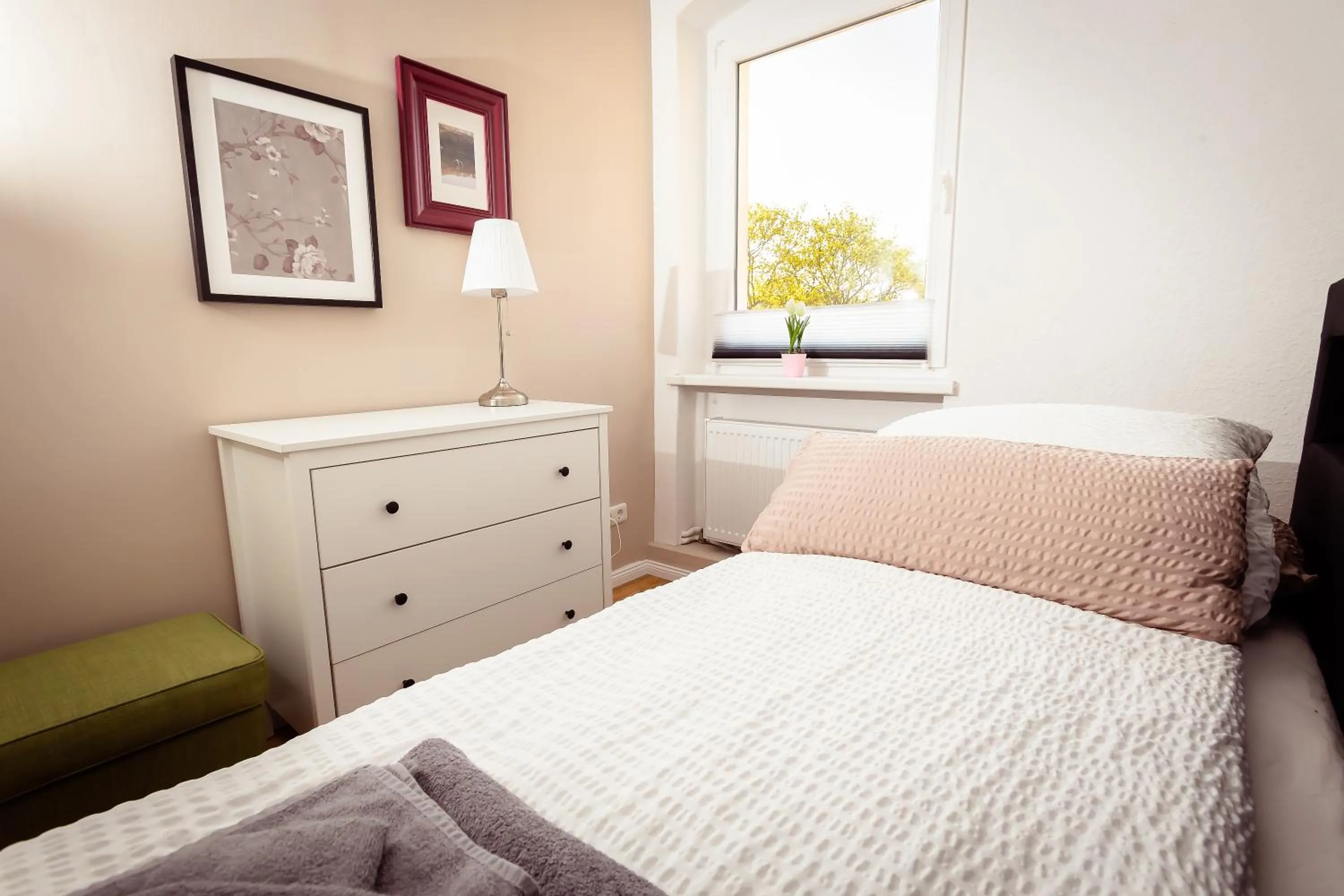 Bed in Ferienwohnung Gründerhaus