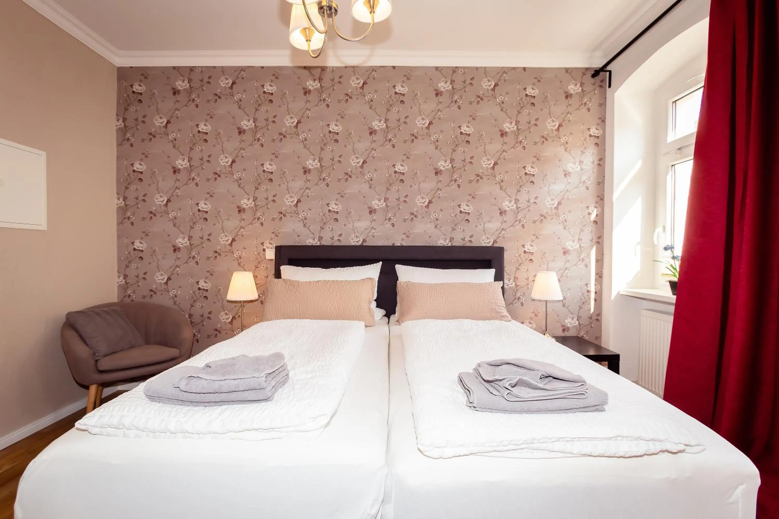 Bed in Ferienwohnung Gründerhaus