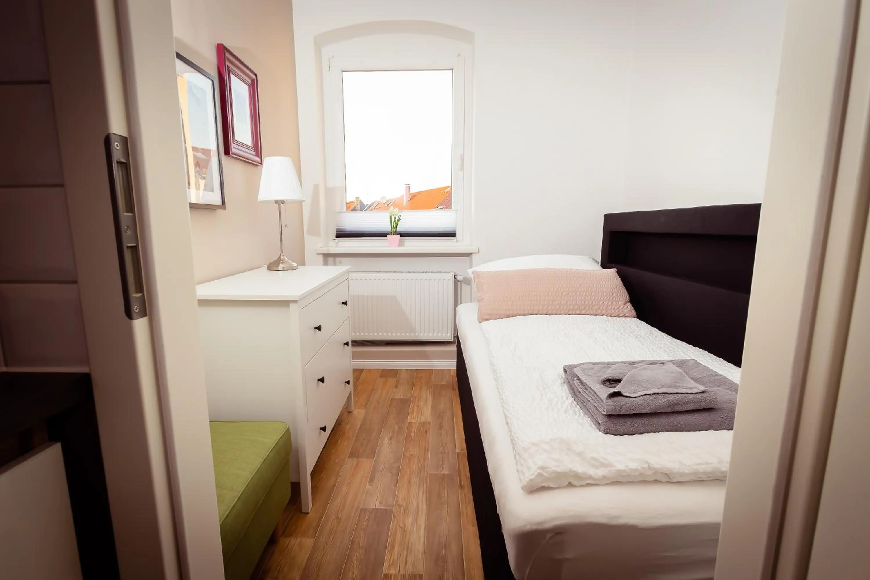 Bed in Ferienwohnung Gründerhaus