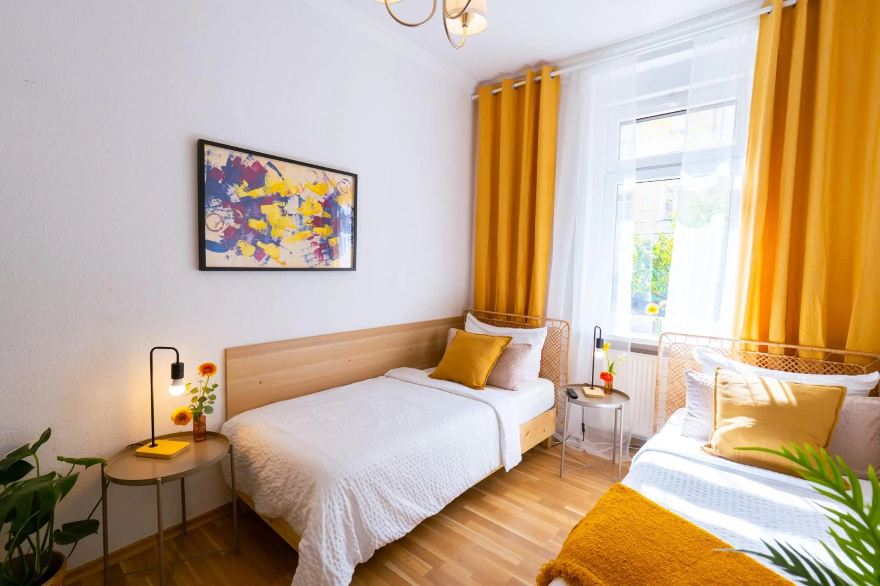 Bed in Ferienwohnung Gründerhaus
