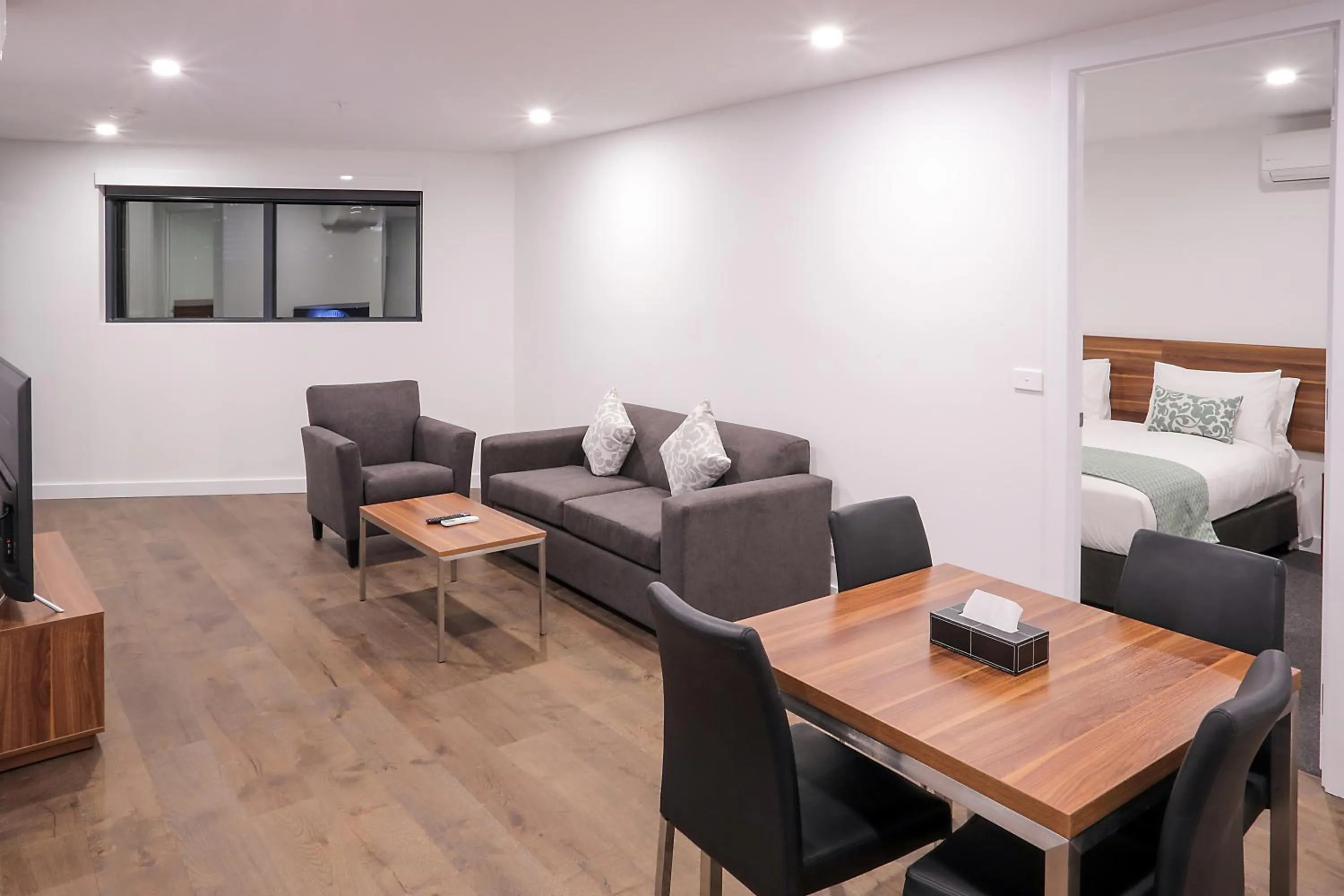 Living room in Spencer Street Apartments