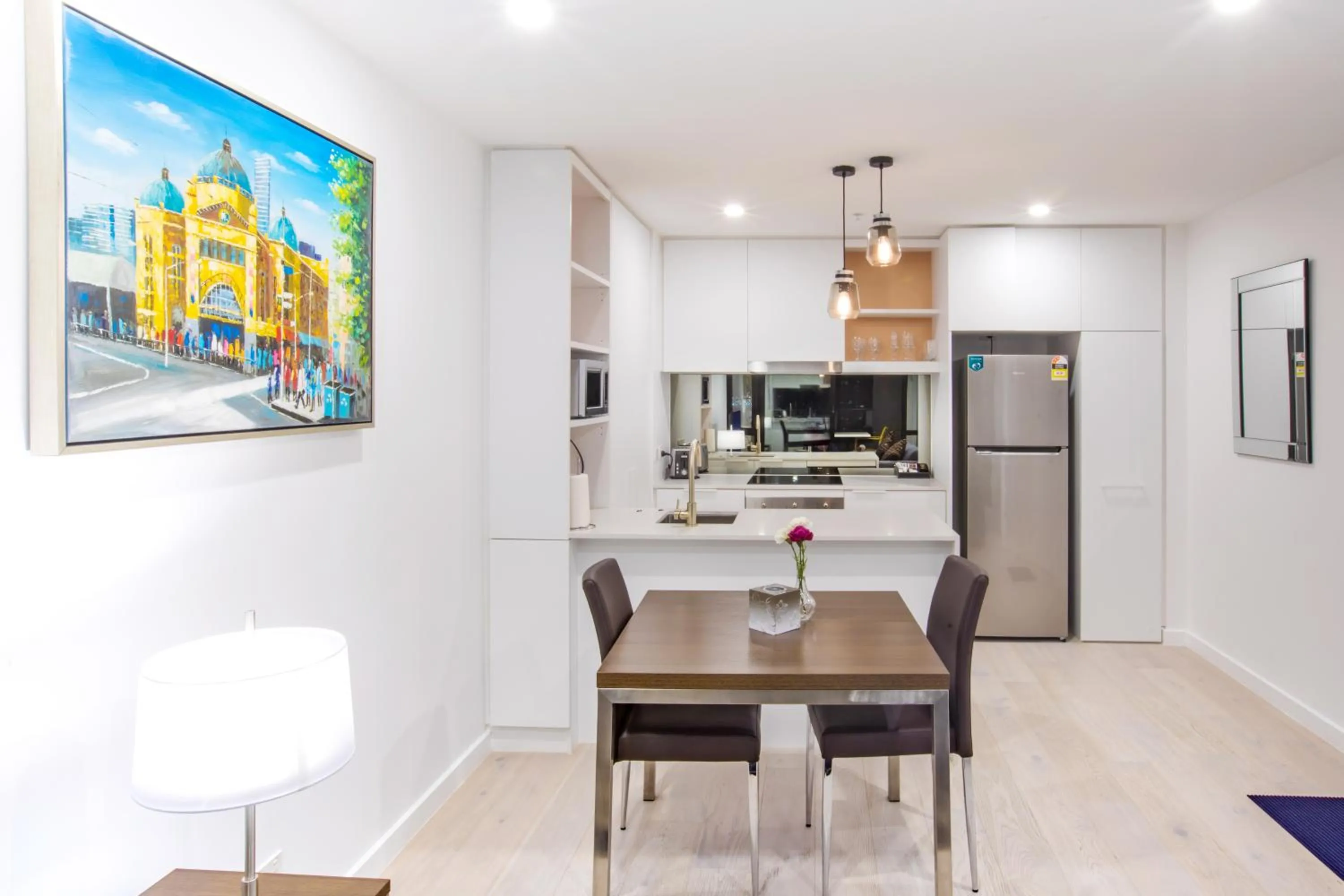 Kitchen or kitchenette in Spencer Street Apartments