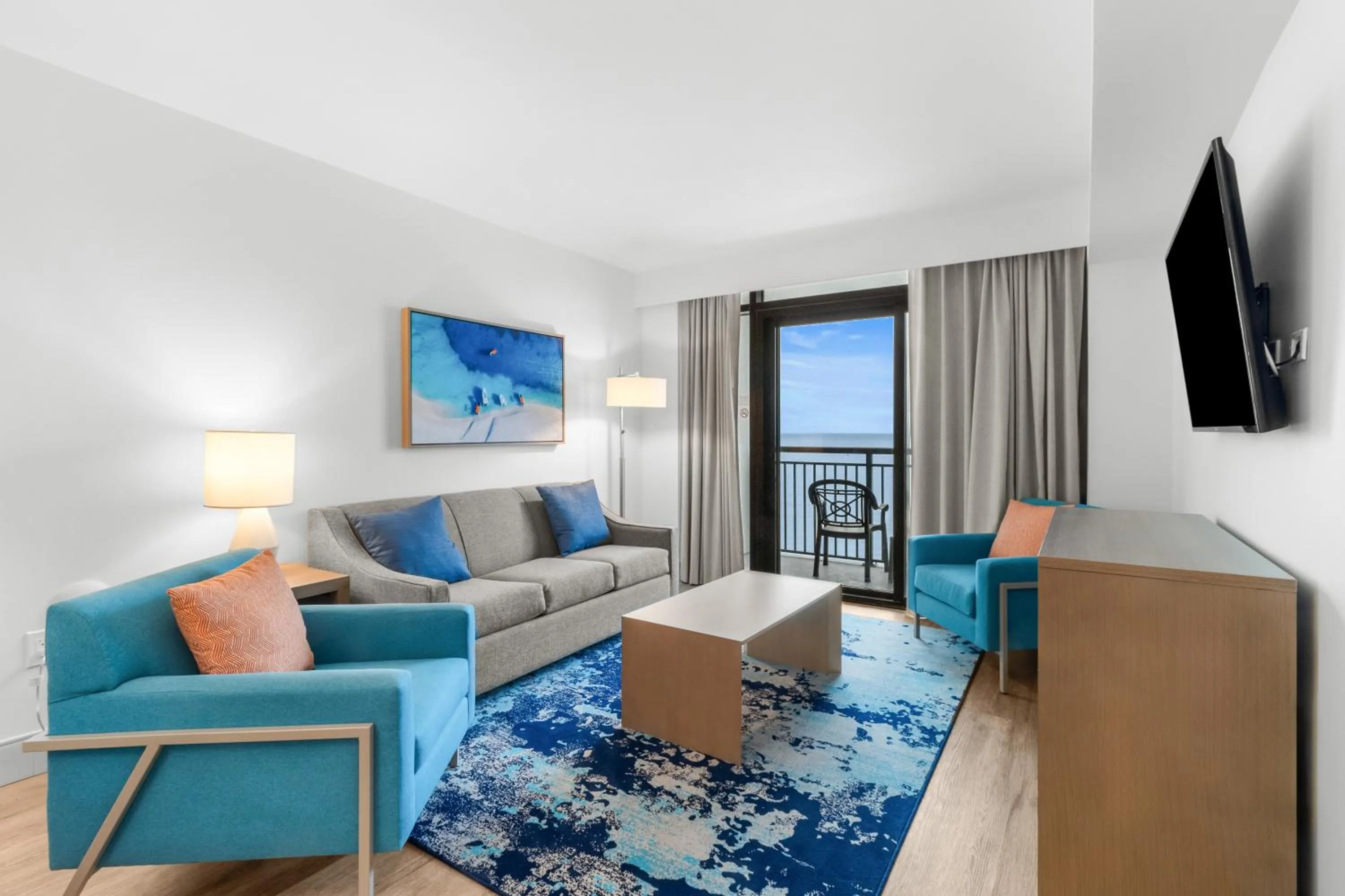 Living room, Bed in Caribbean Resort Myrtle Beach