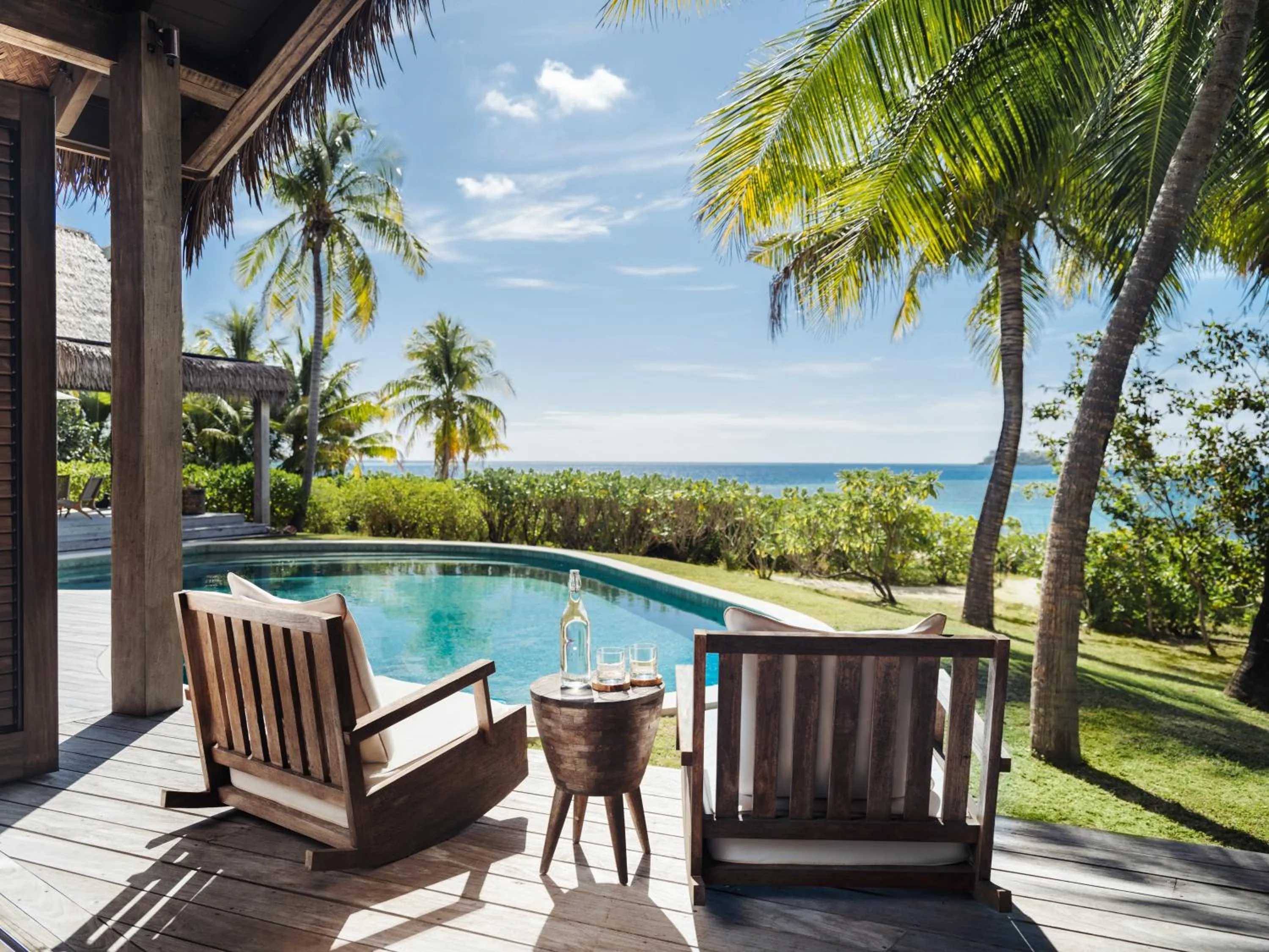Pool view in Six Senses Fiji