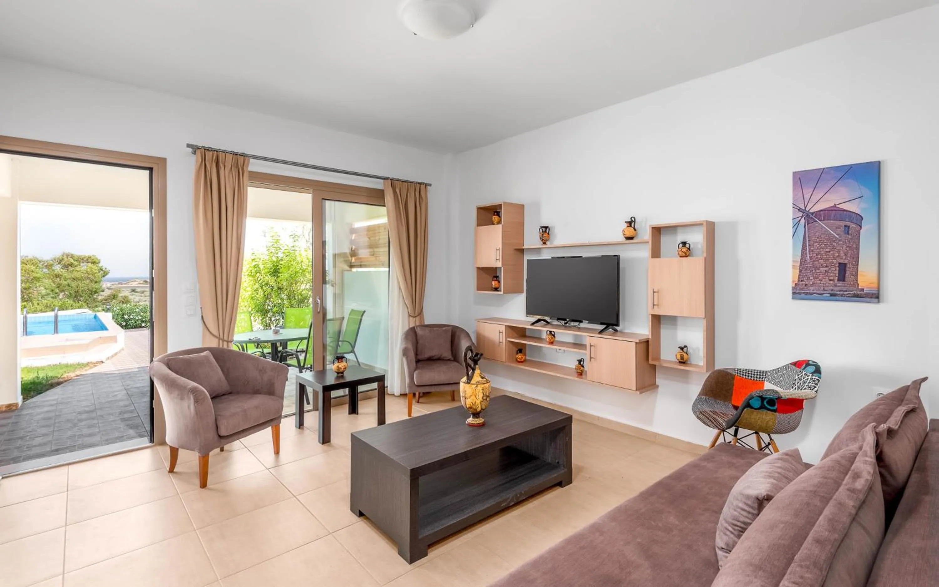 Seating area in Kolymbia Village