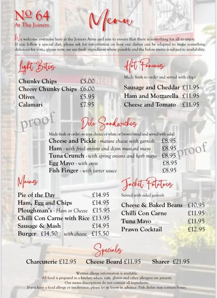 Restaurant/places to eat in No.64 at the Joiners