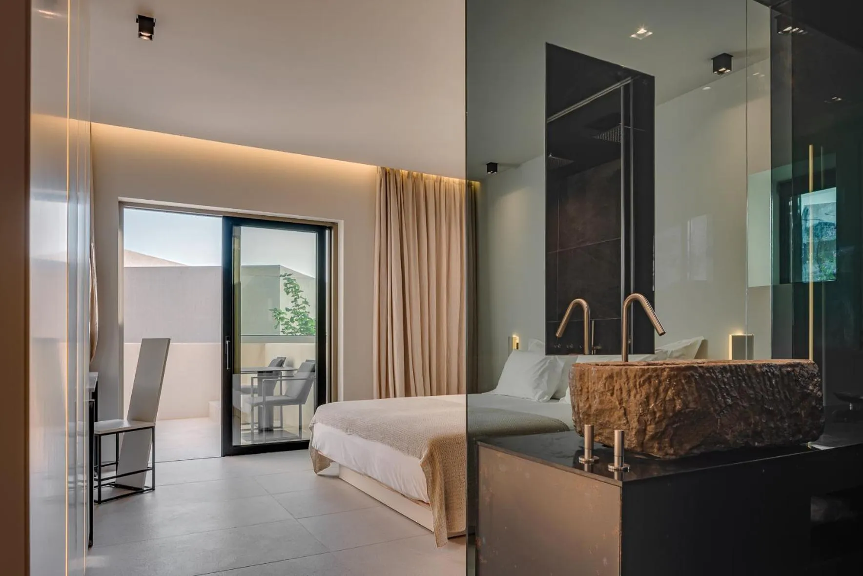 Bathroom, Bed in Milos Cove