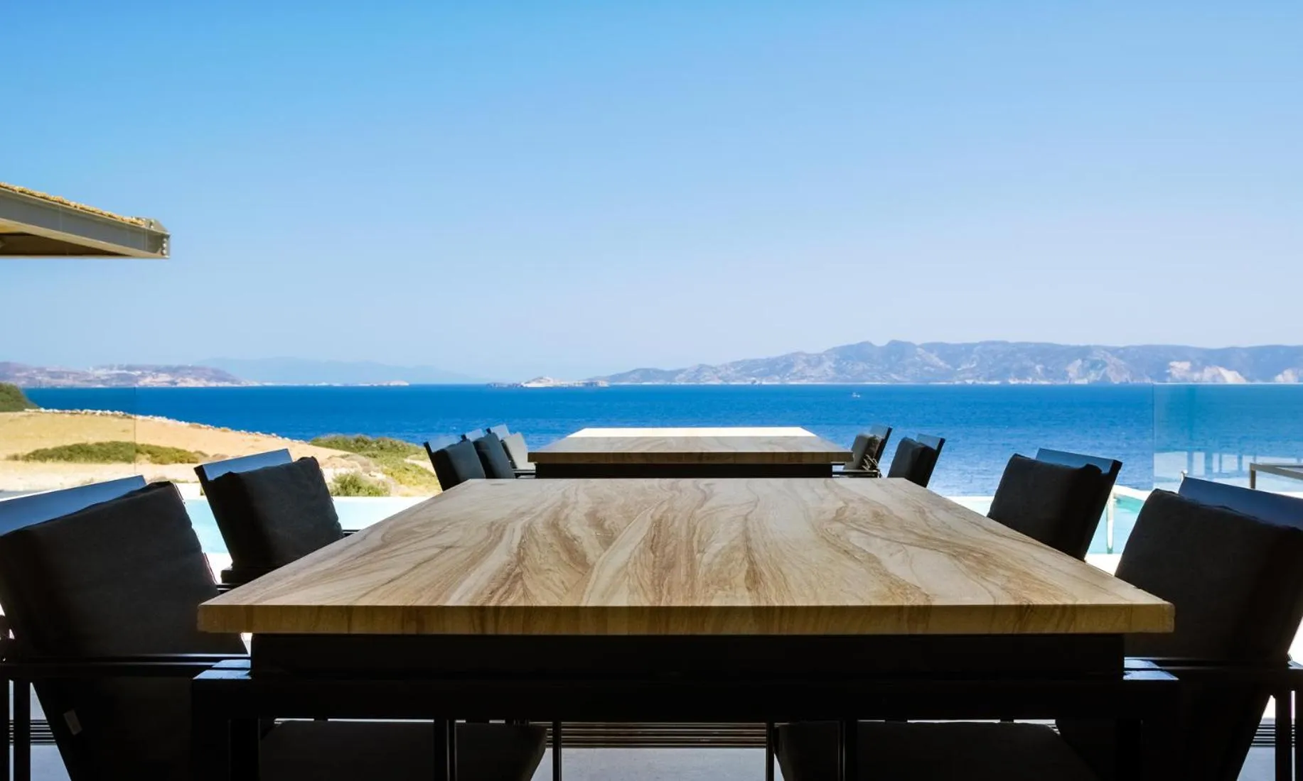 Dining area in Milos Cove