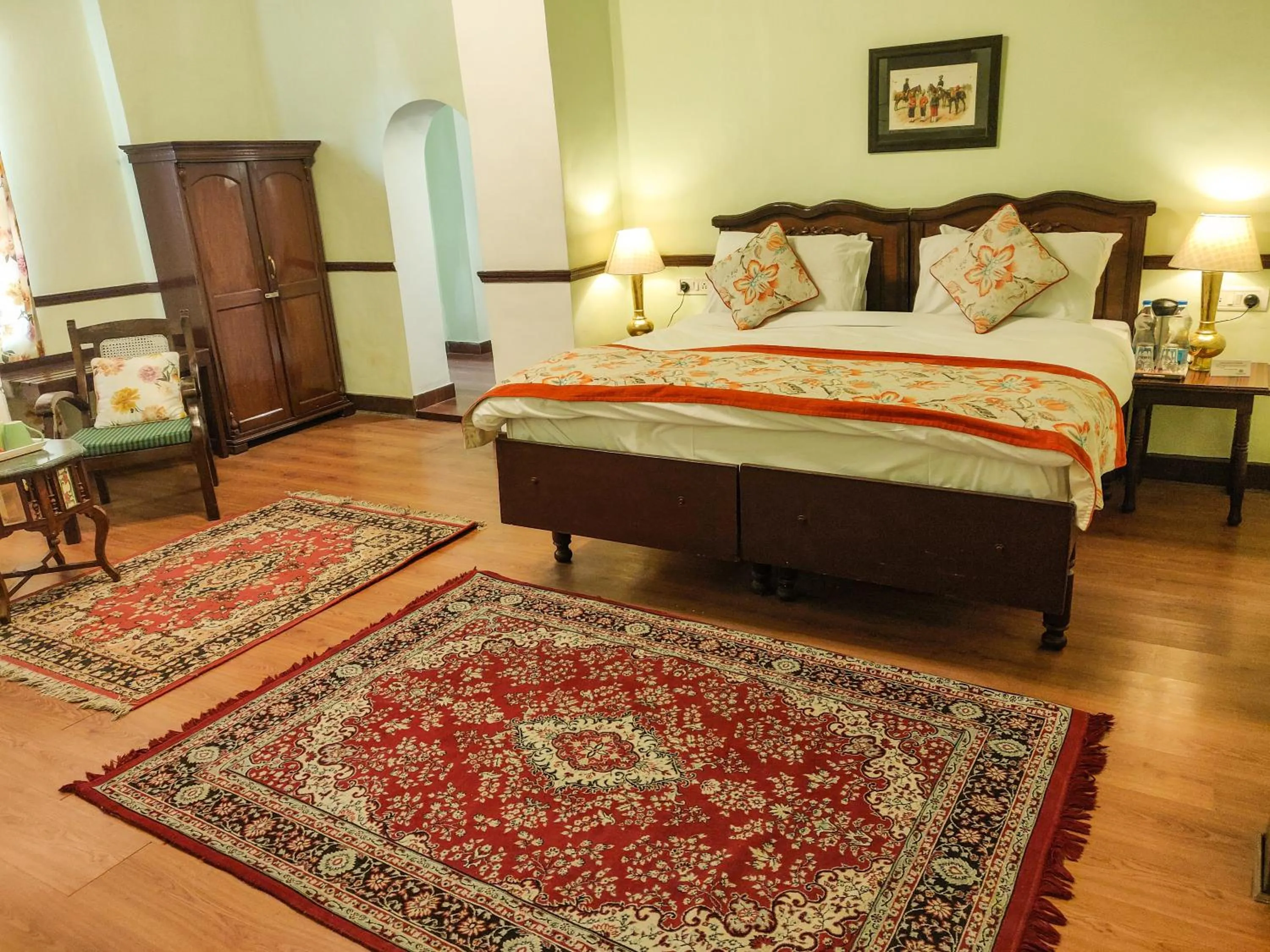 Bed in WelcomHeritage Kasmanda Palace