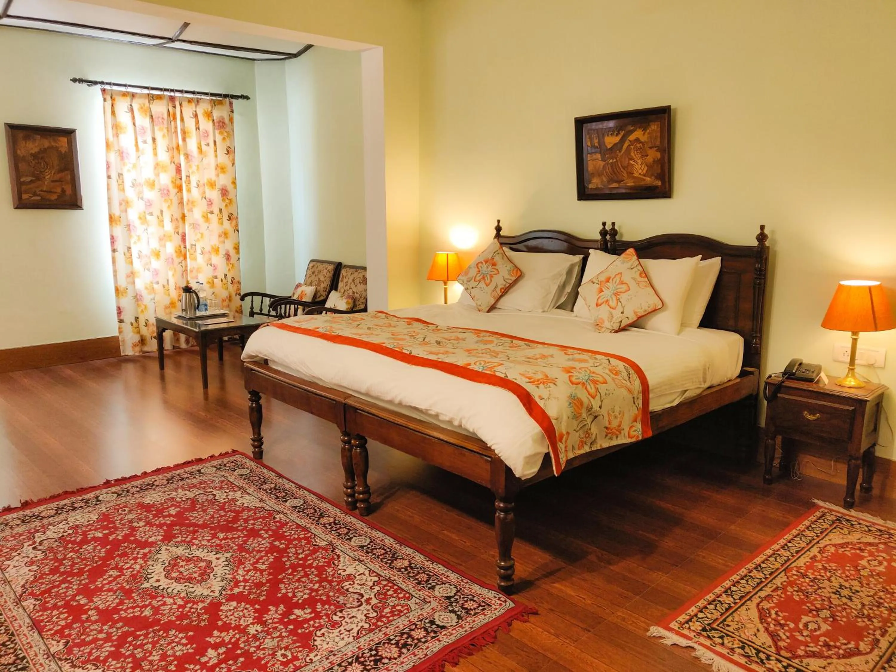 Bed in WelcomHeritage Kasmanda Palace