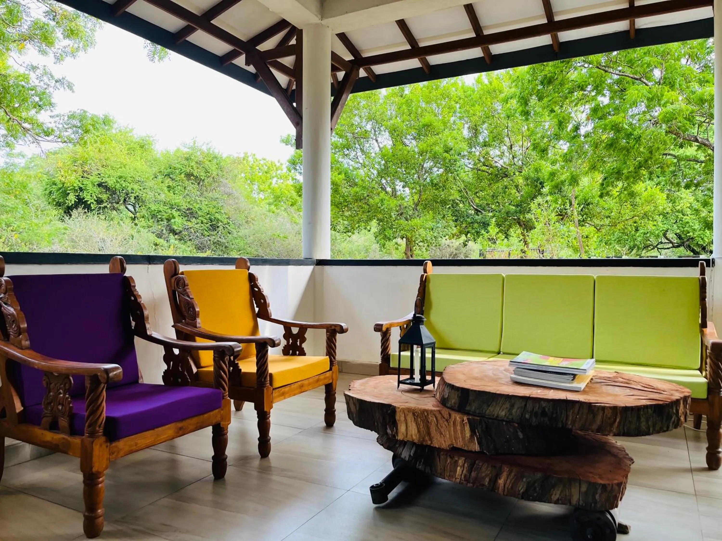 Seating area in Funky Leopard Safari Lodge Bordering Yala National Park