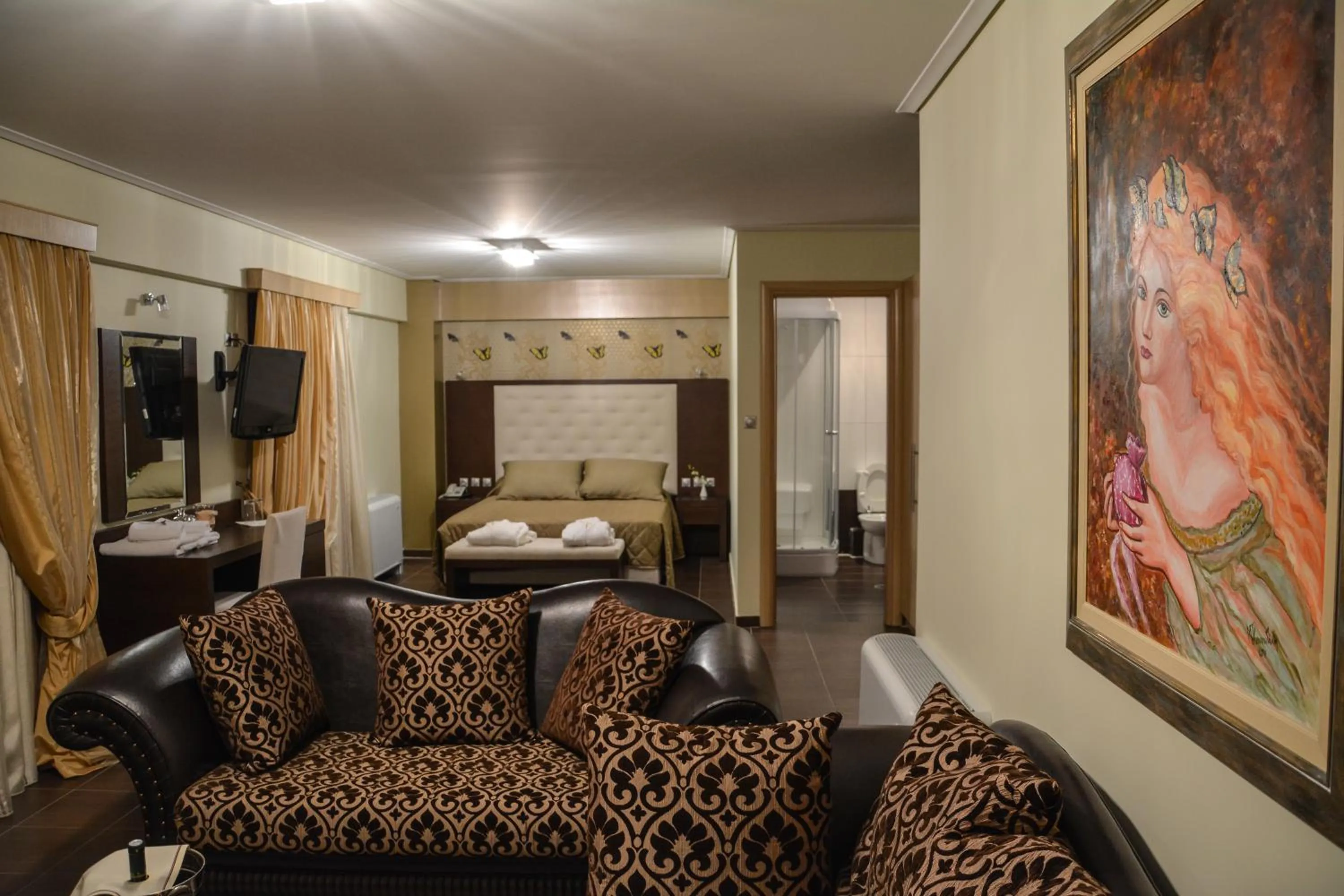 Bathroom, Bed in Thermios Apollon