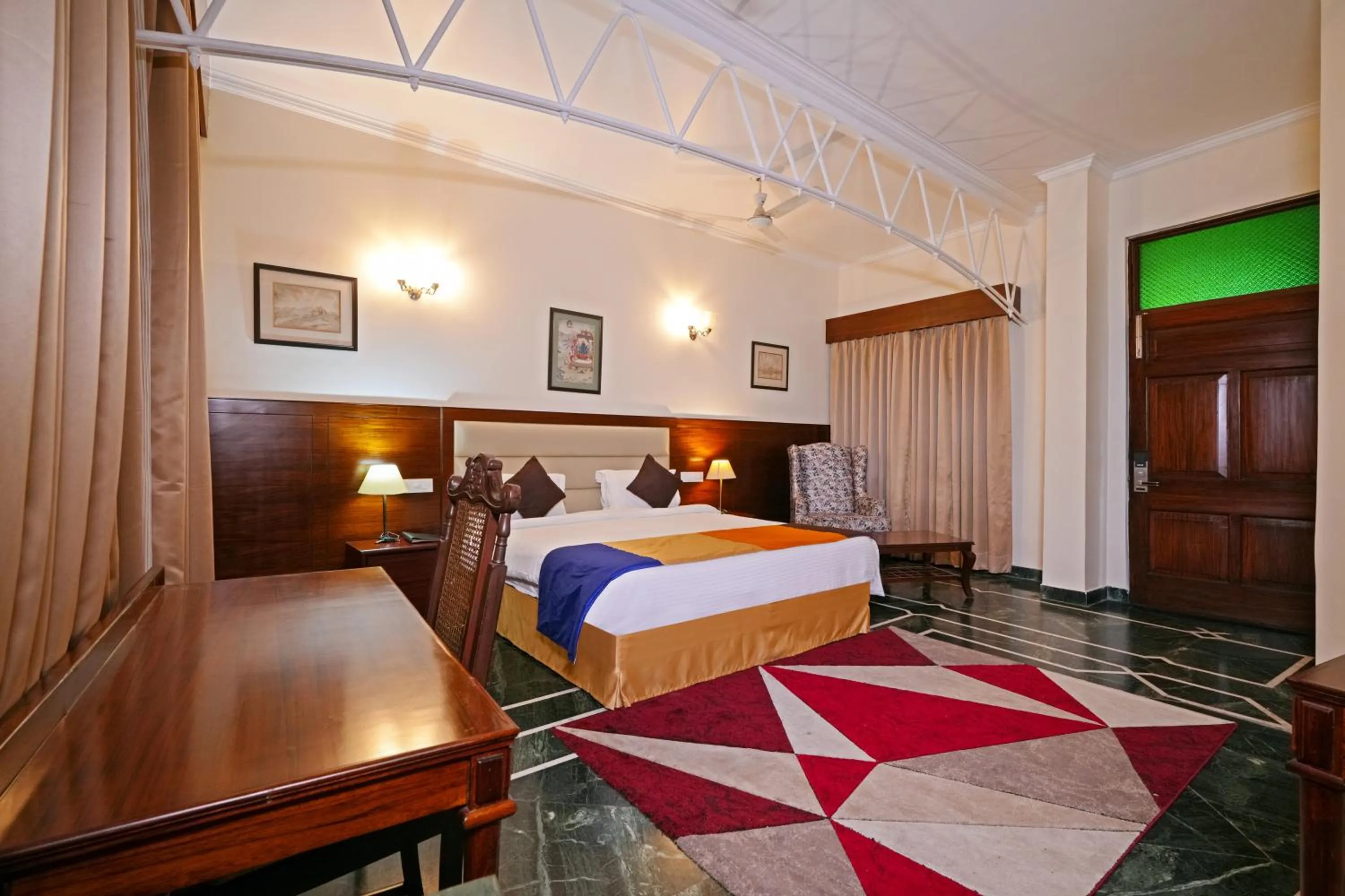 Bed in WelcomHeritage Taragarh Palace