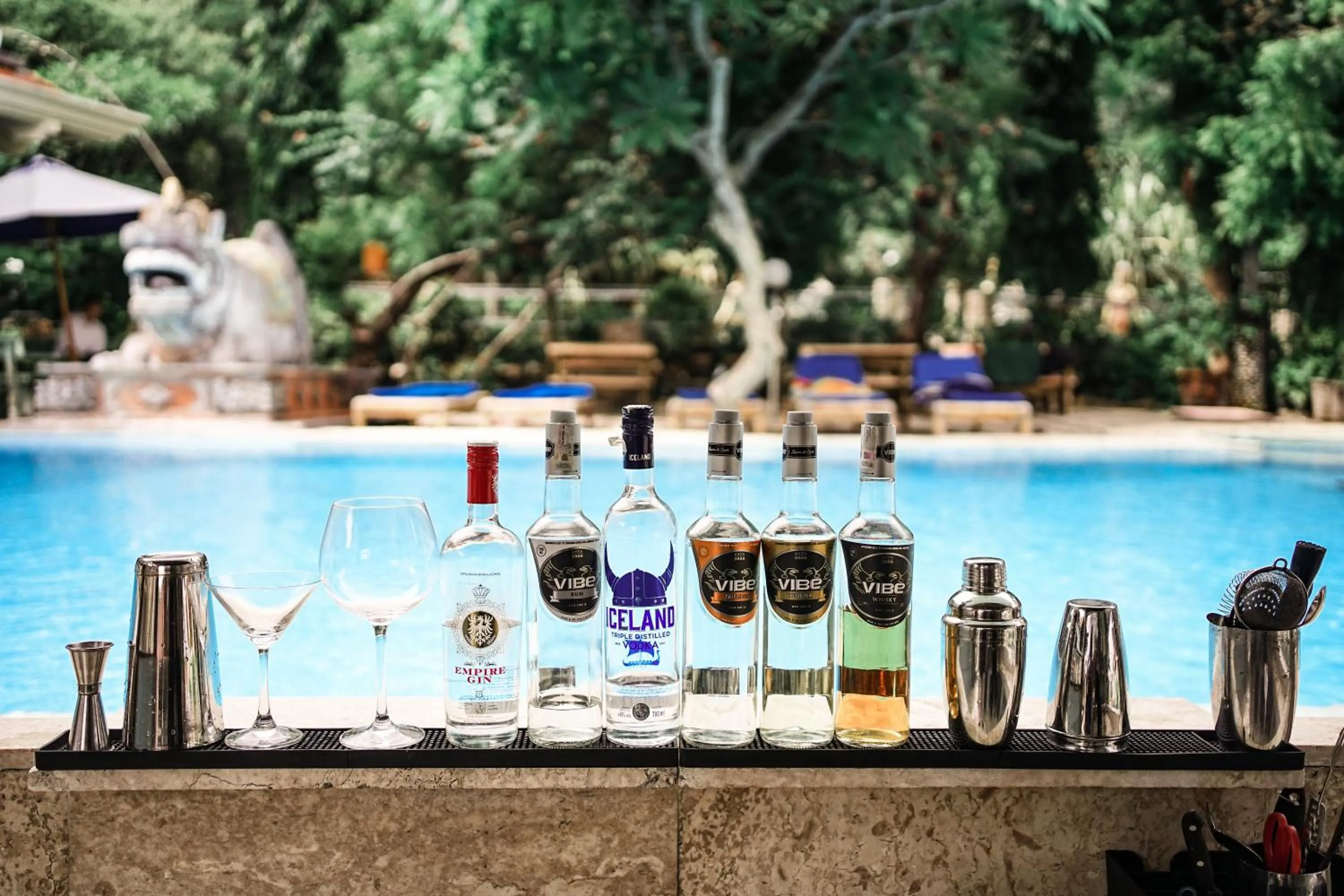 Pool view in Amed Cafe & Hotel Kebun Wayan