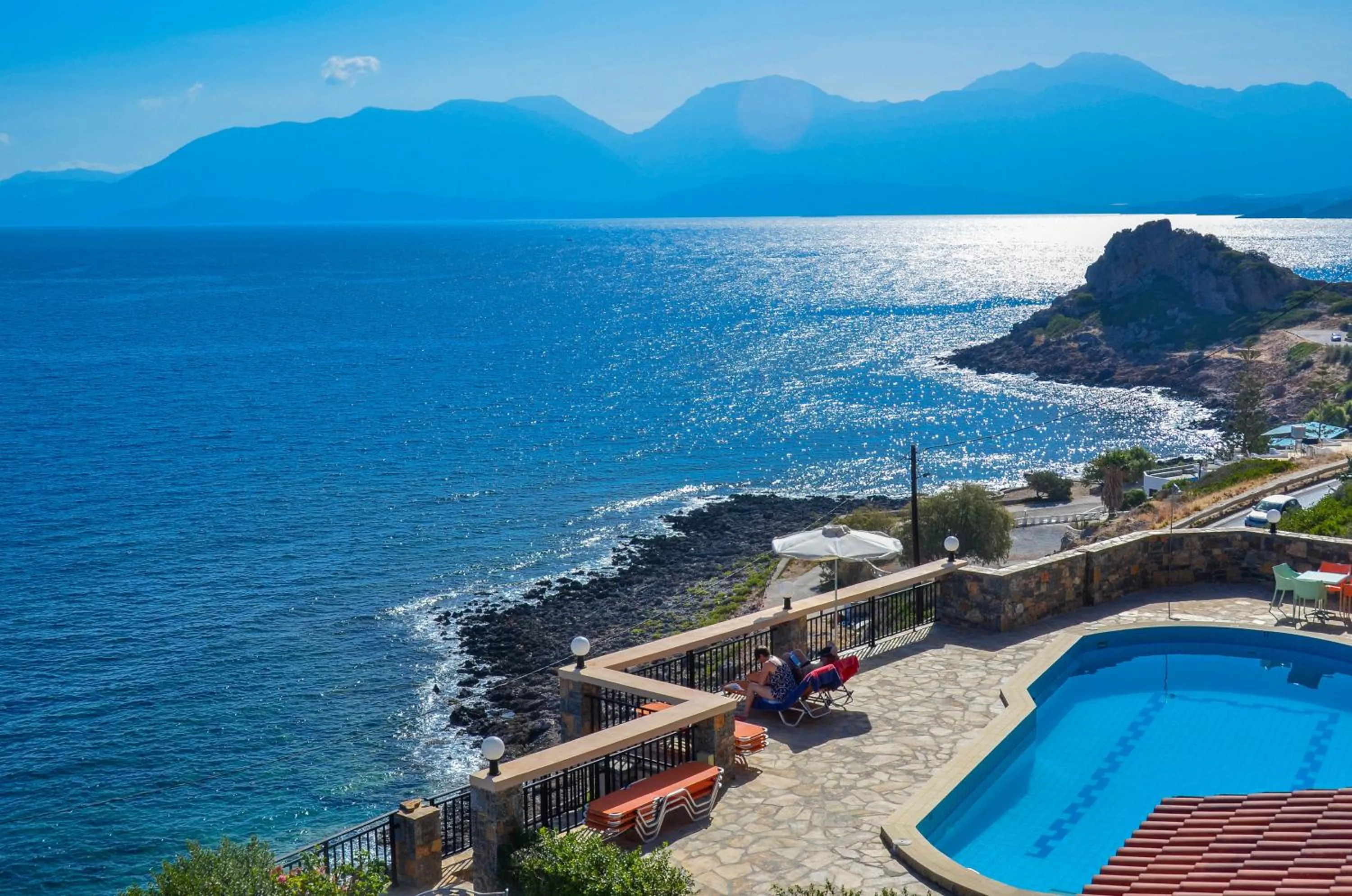 Pool view in Ostria Apartments