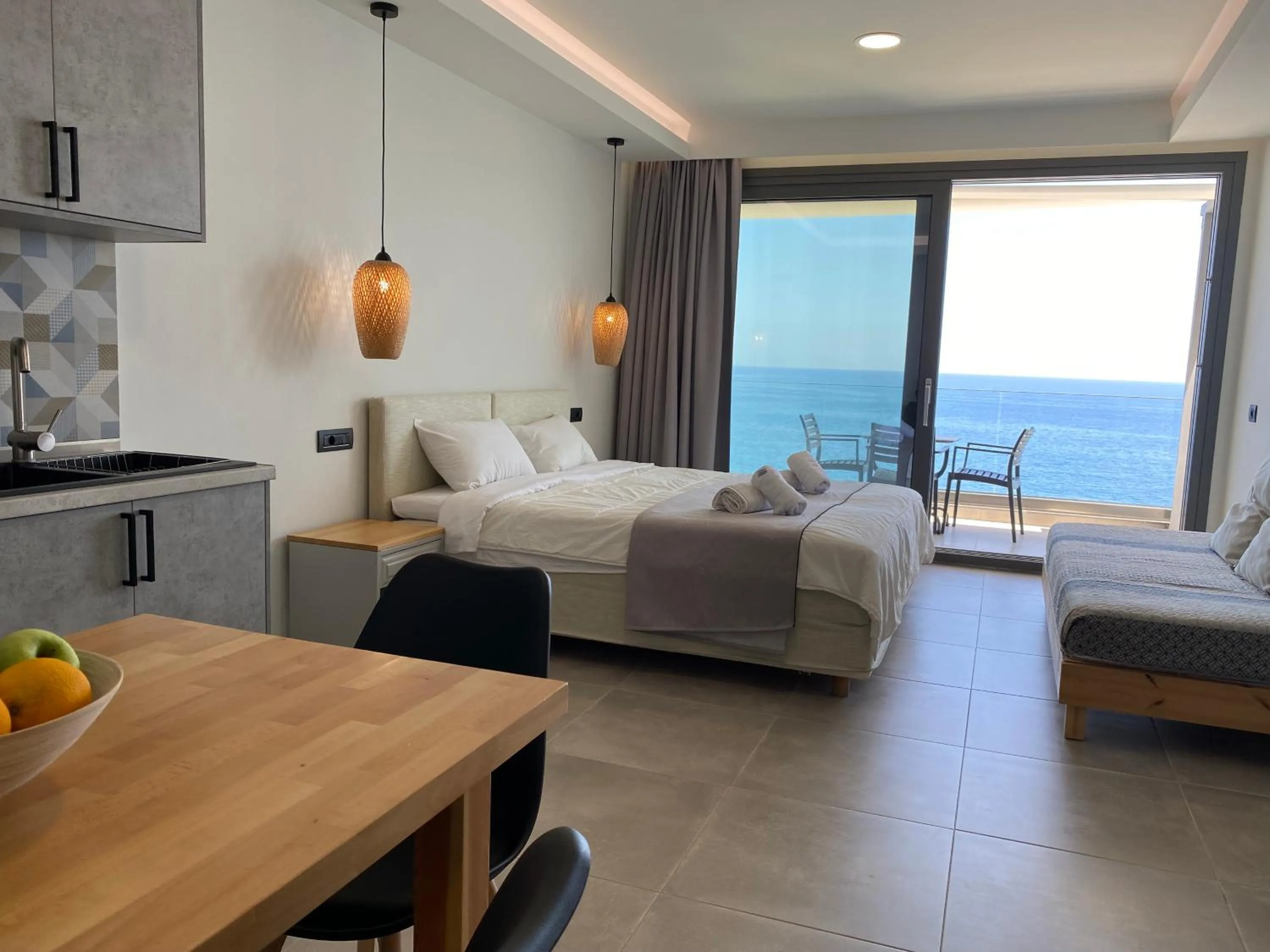 Bed in Ostria Apartments