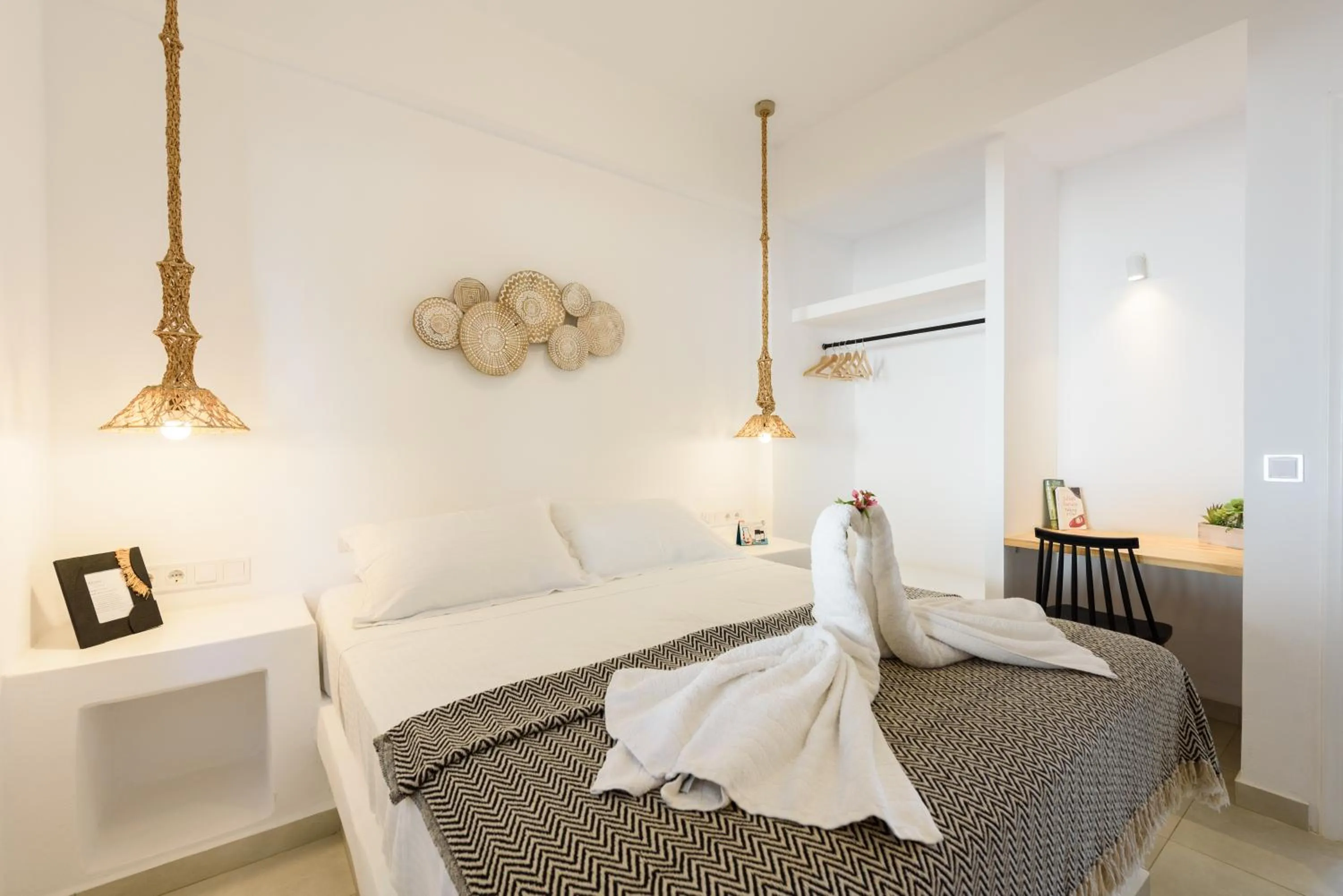 Bed in Anixis Studios Aliki Paros