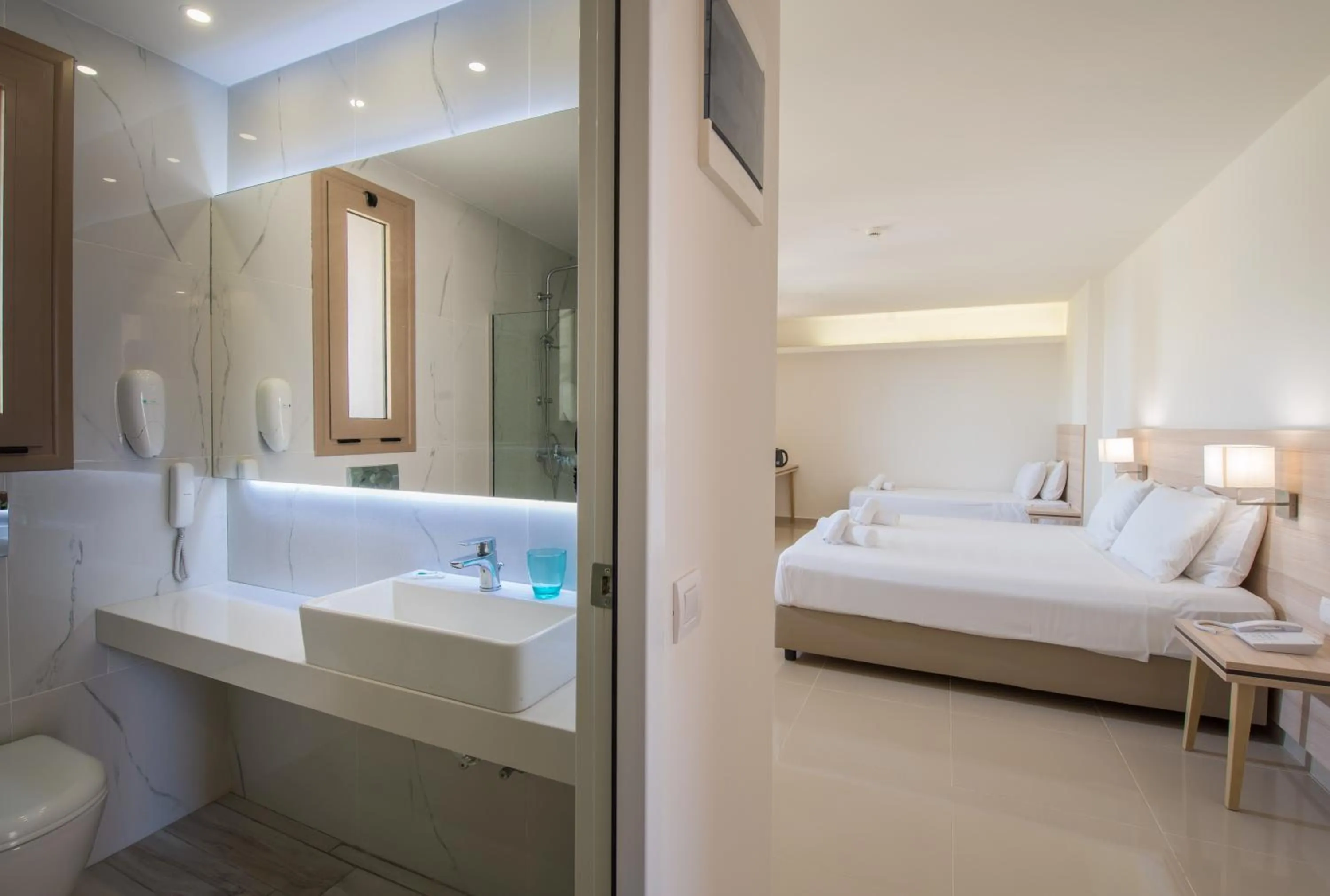 Bathroom, Bed in Gouves Waterpark Holiday Resort