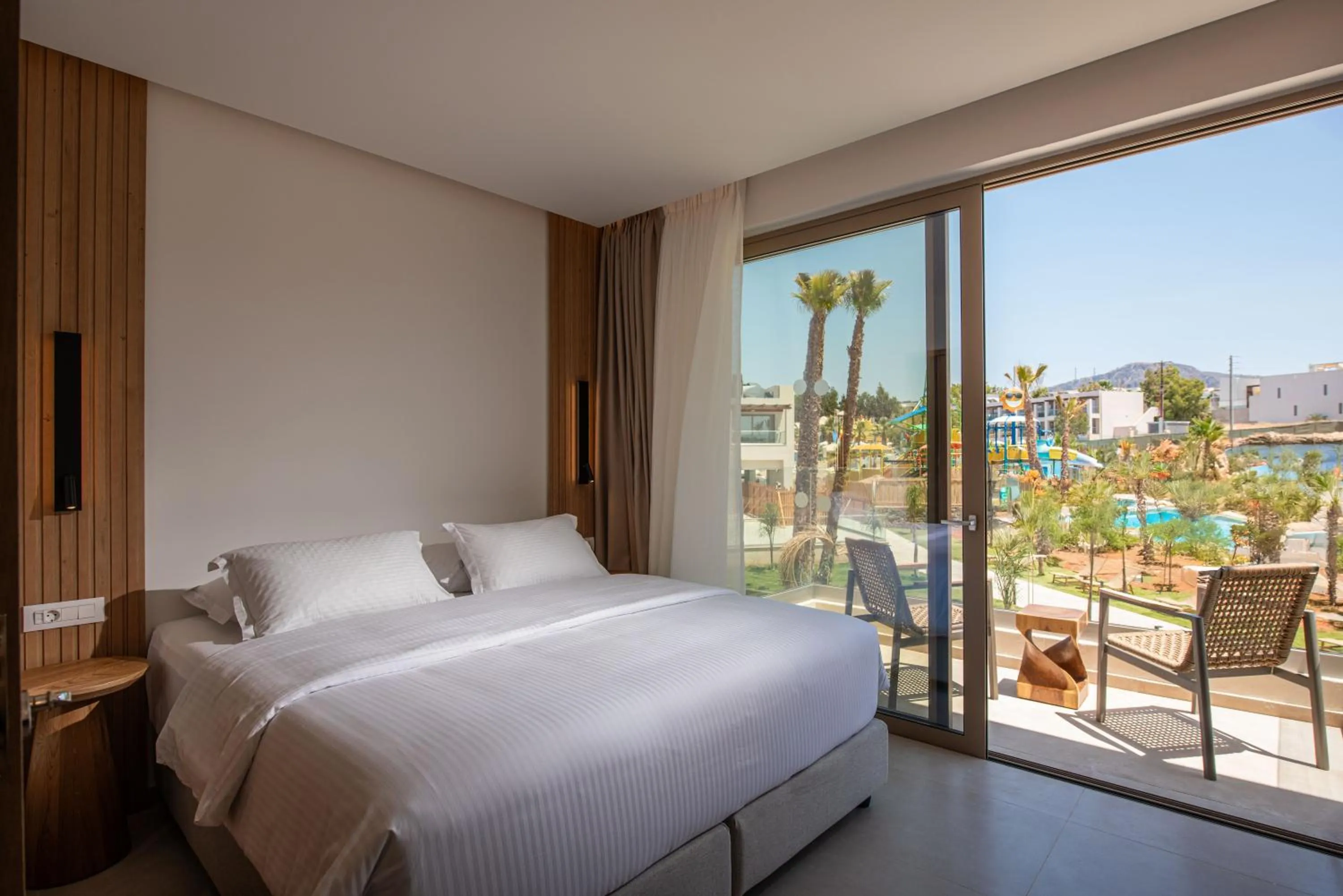 View (from property/room), Bed in Gouves Waterpark Holiday Resort