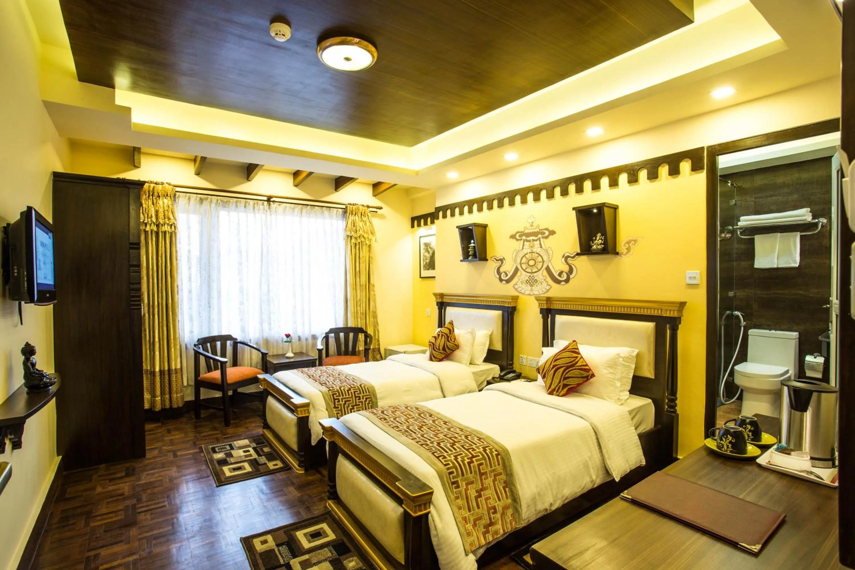 Garden, Bed in Hotel Encounter Nepal & Spa