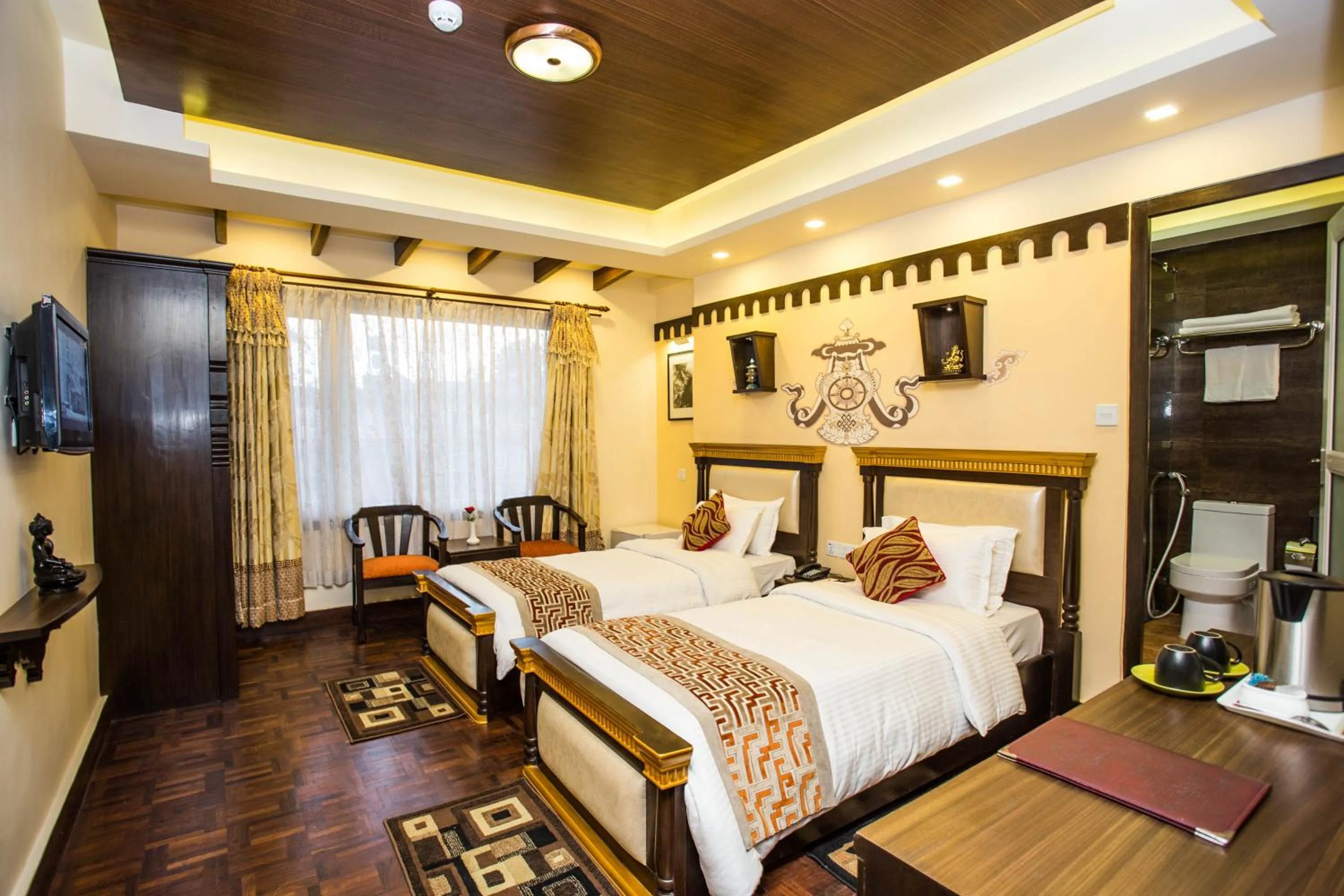 Garden, Bed in Hotel Encounter Nepal & Spa