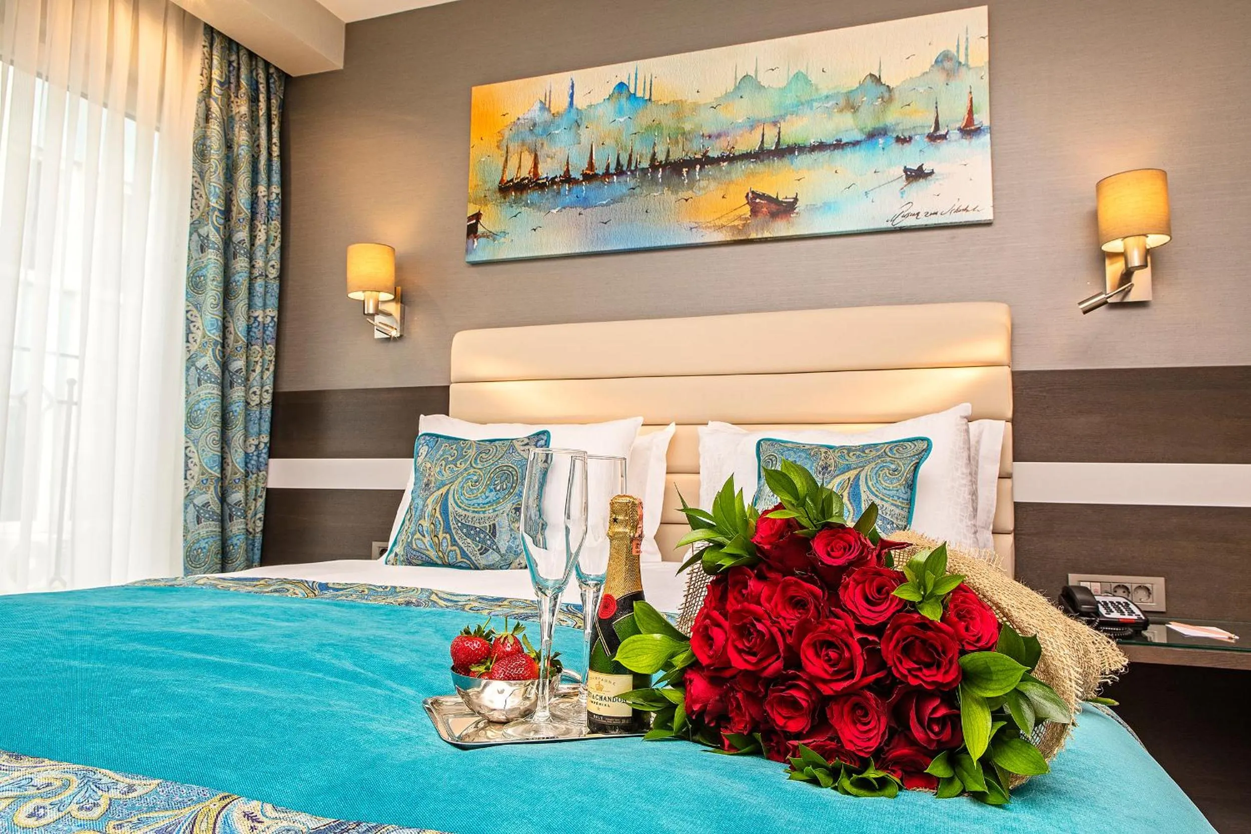 Bed in Mukarnas Taksim Hotel