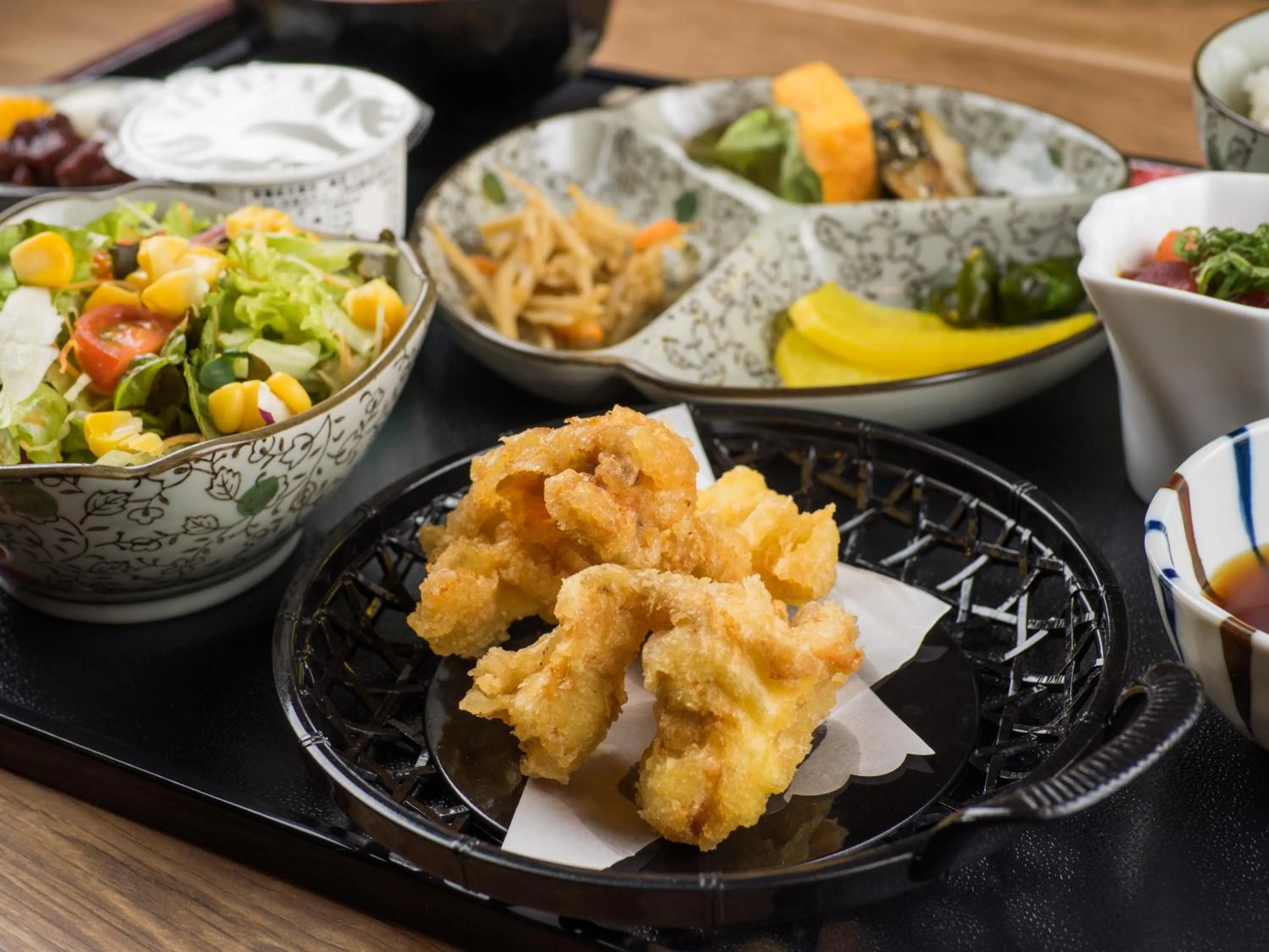 Food and drinks in Yufuin Lamp no Yado