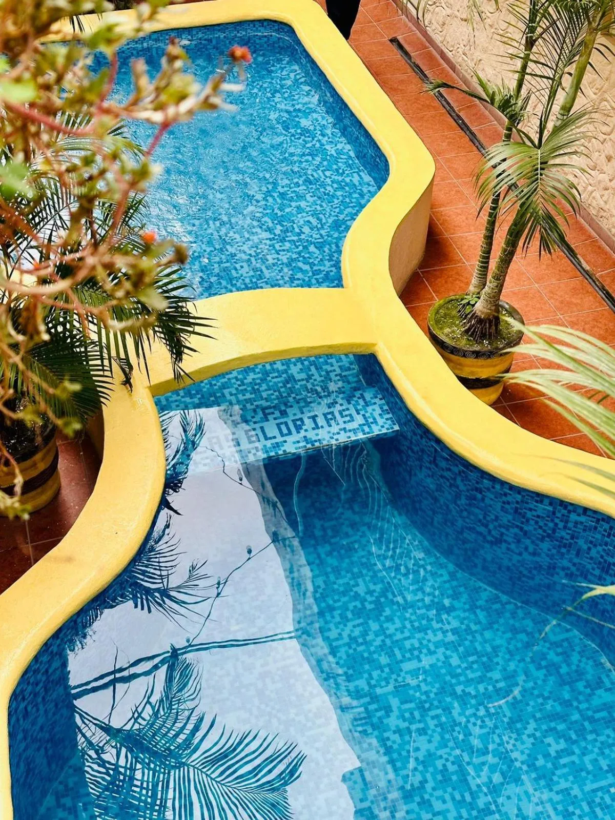 Pool view in Bungalows Las Glorias